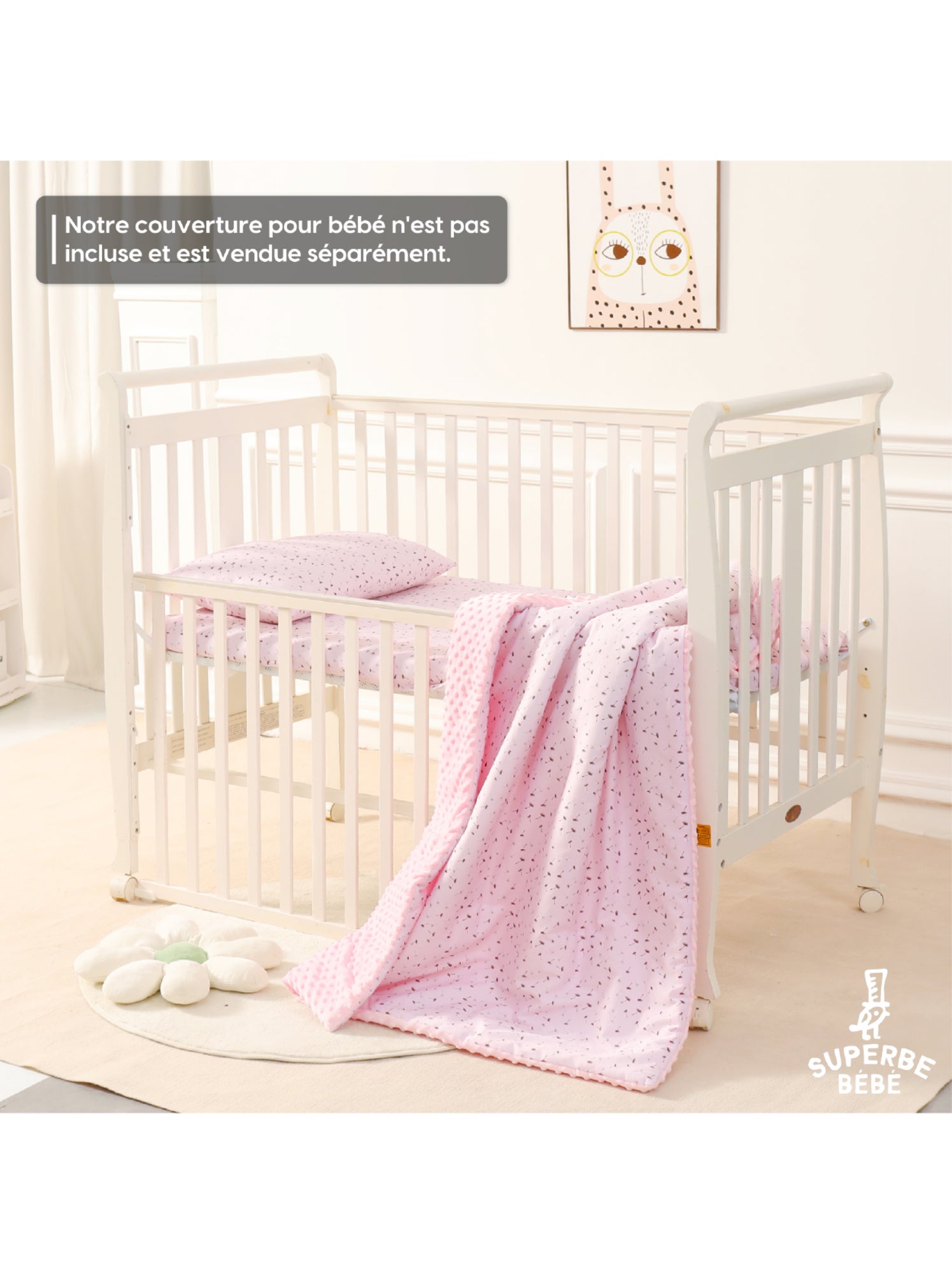 Oreiller avec taie inclus - Coton OEKO-TEX | SUPERBE BEBE - Bleu Bordeaux Blanc