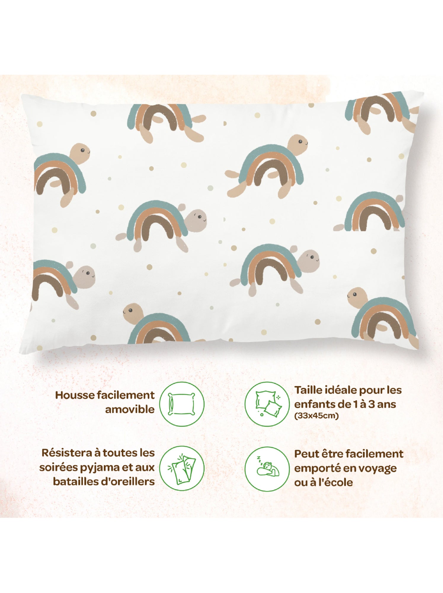 Oreiller avec taie inclus - Coton OEKO-TEX | SUPERBE BEBE - Bleu canard
