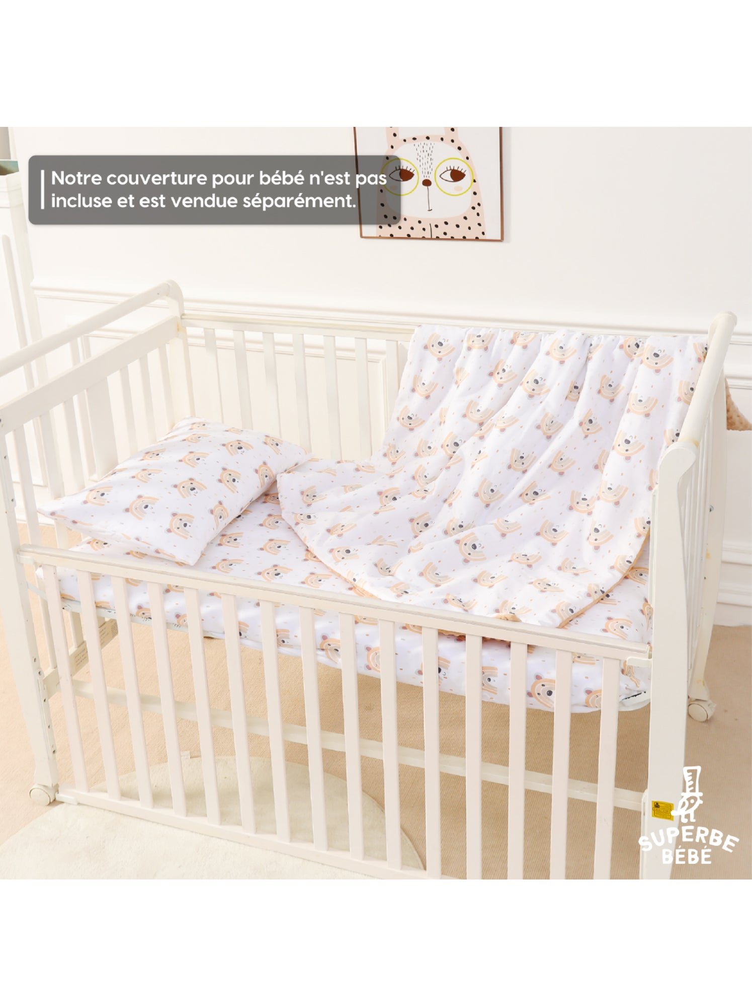 Oreiller avec taie inclus - Coton OEKO-TEX | SUPERBE BEBE - Bleu Gris clair Noir