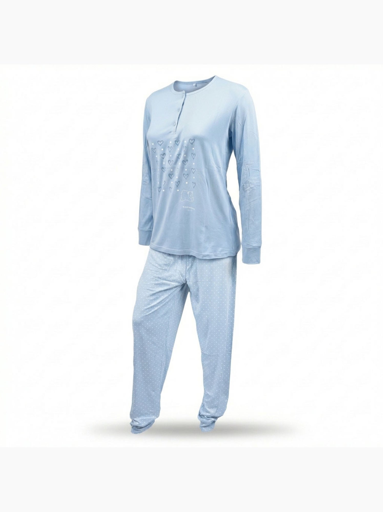 OZABI Ensemble Pyjama Long Femme Haut Manches Longues - Bleu