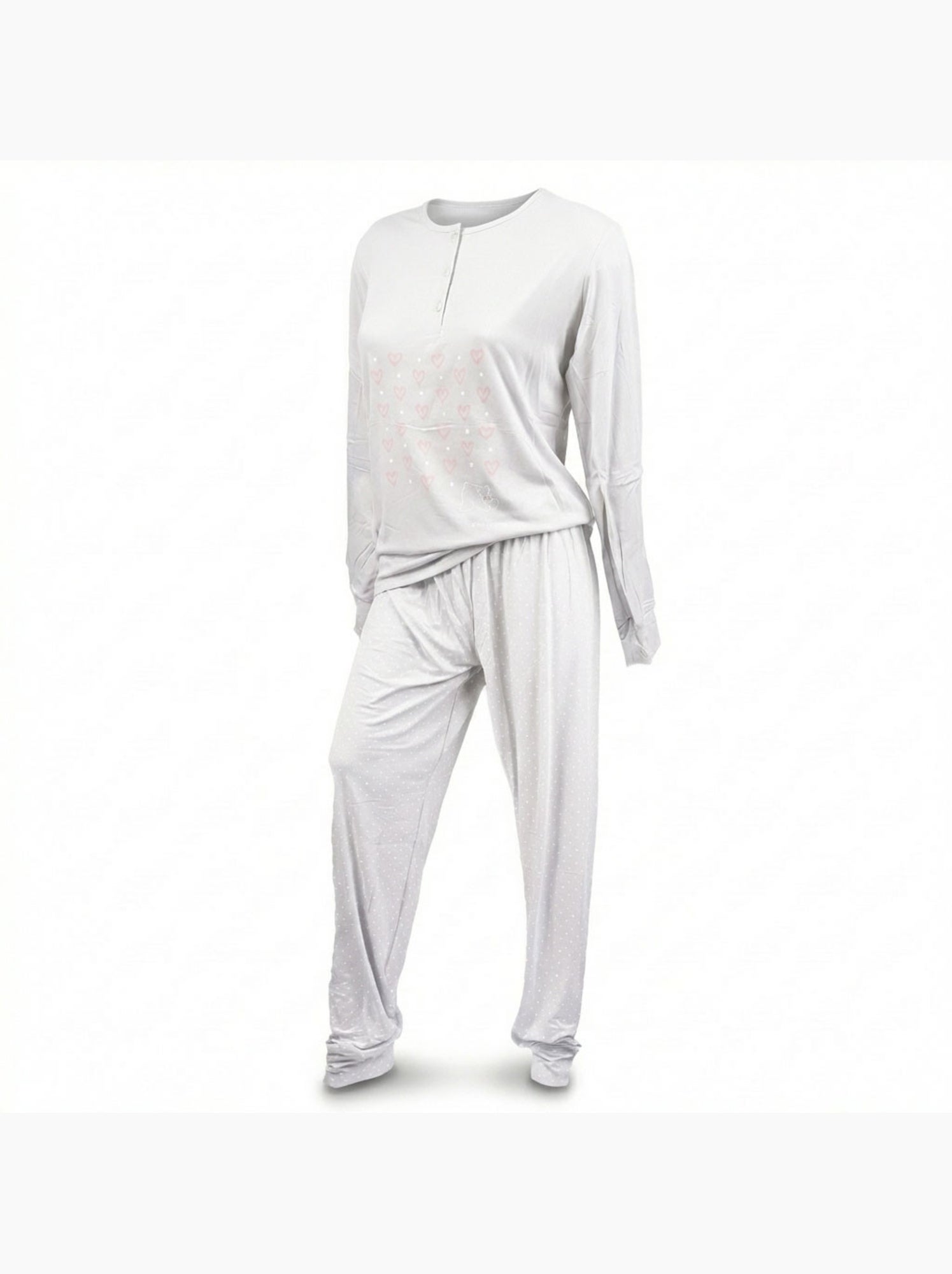 OZABI Ensemble Pyjama Long Femme Haut Manches Longues - Gris