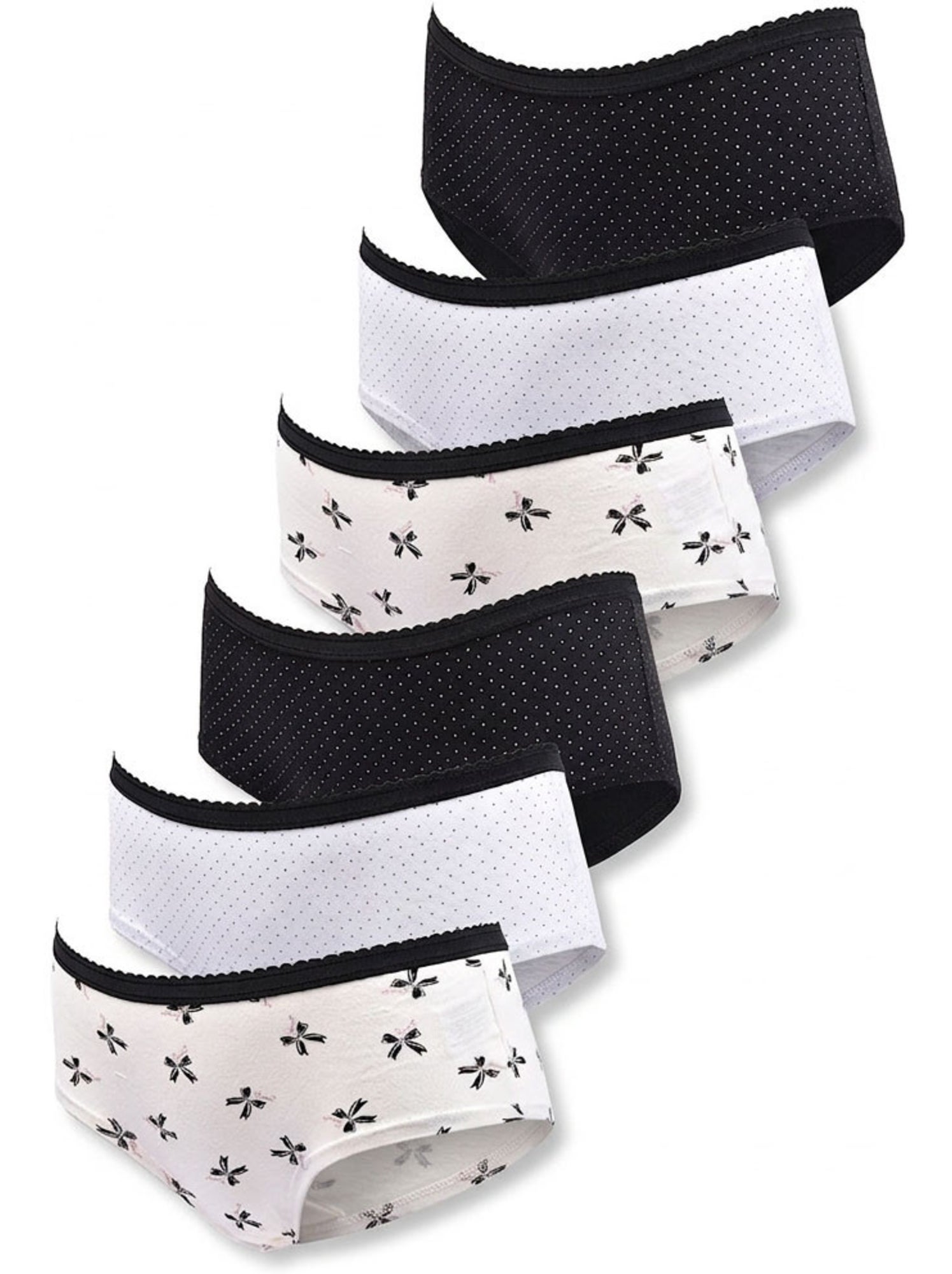 OZABI Pack Culottes Fille Coton - Lot de 6 - Blanc Beige Noir