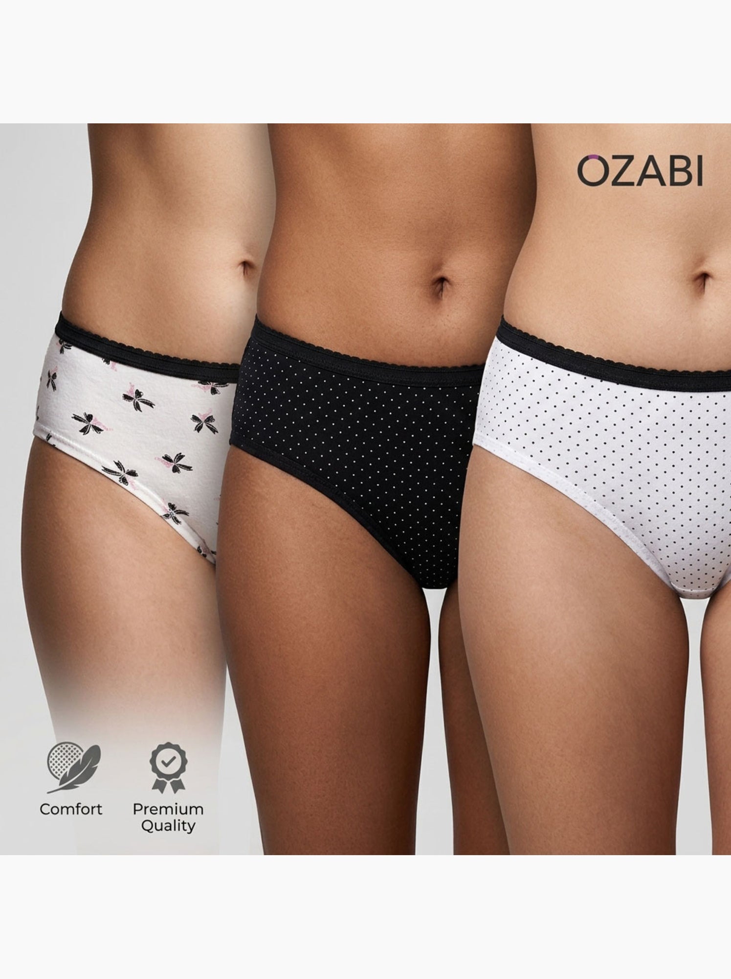 OZABI Pack Culottes Fille Coton - Lot de 6 - Blanc Beige Noir