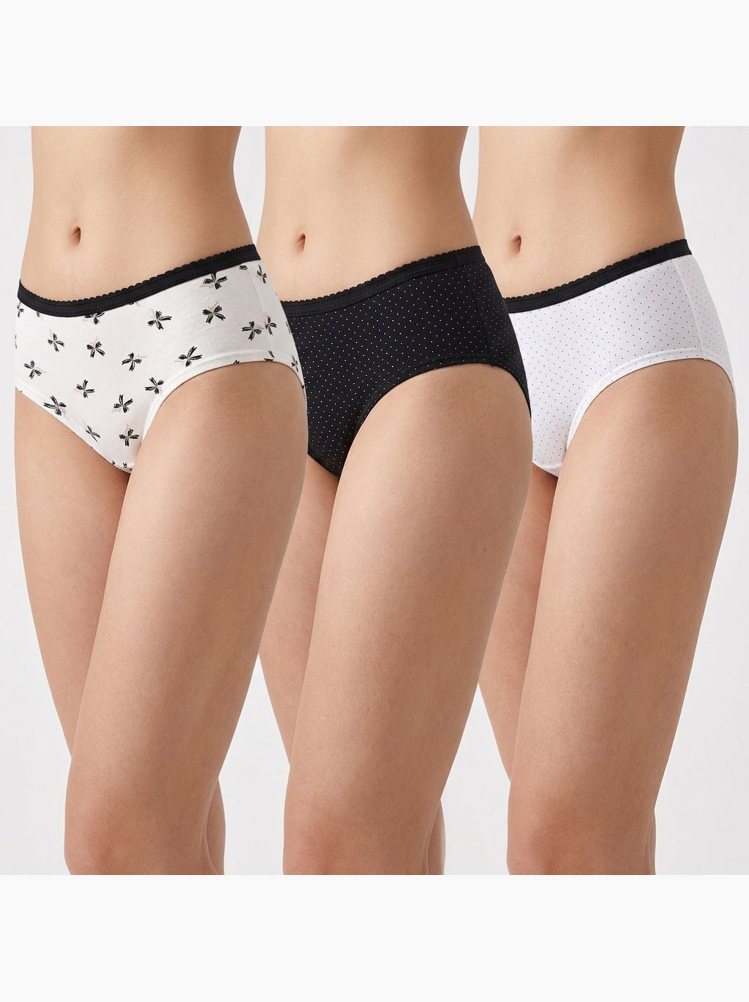 OZABI Pack Culottes Fille Coton - Lot de 6 - Blanc Beige Noir