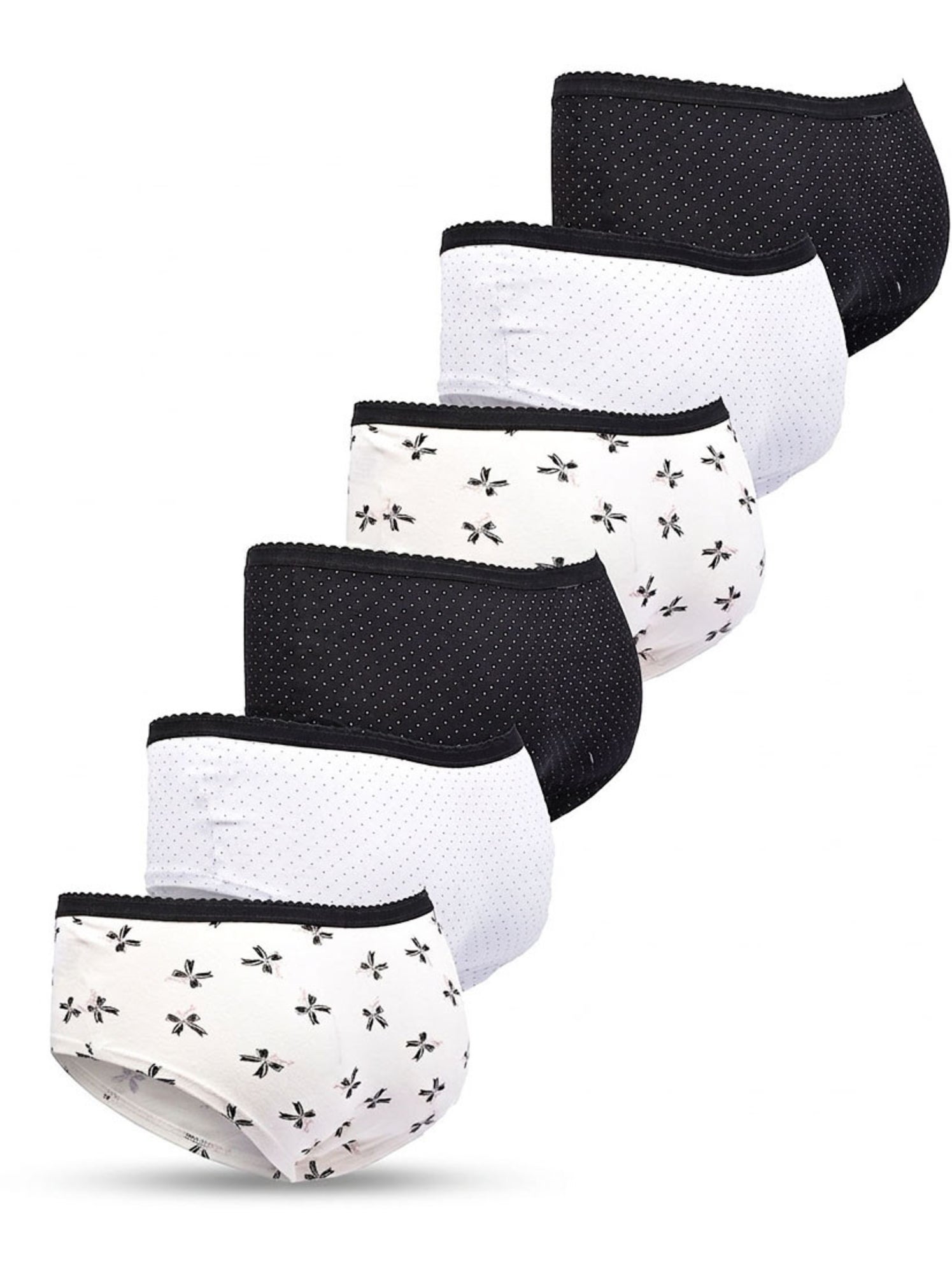 OZABI Pack Culottes Fille Coton - Lot de 6 - Blanc Beige Noir
