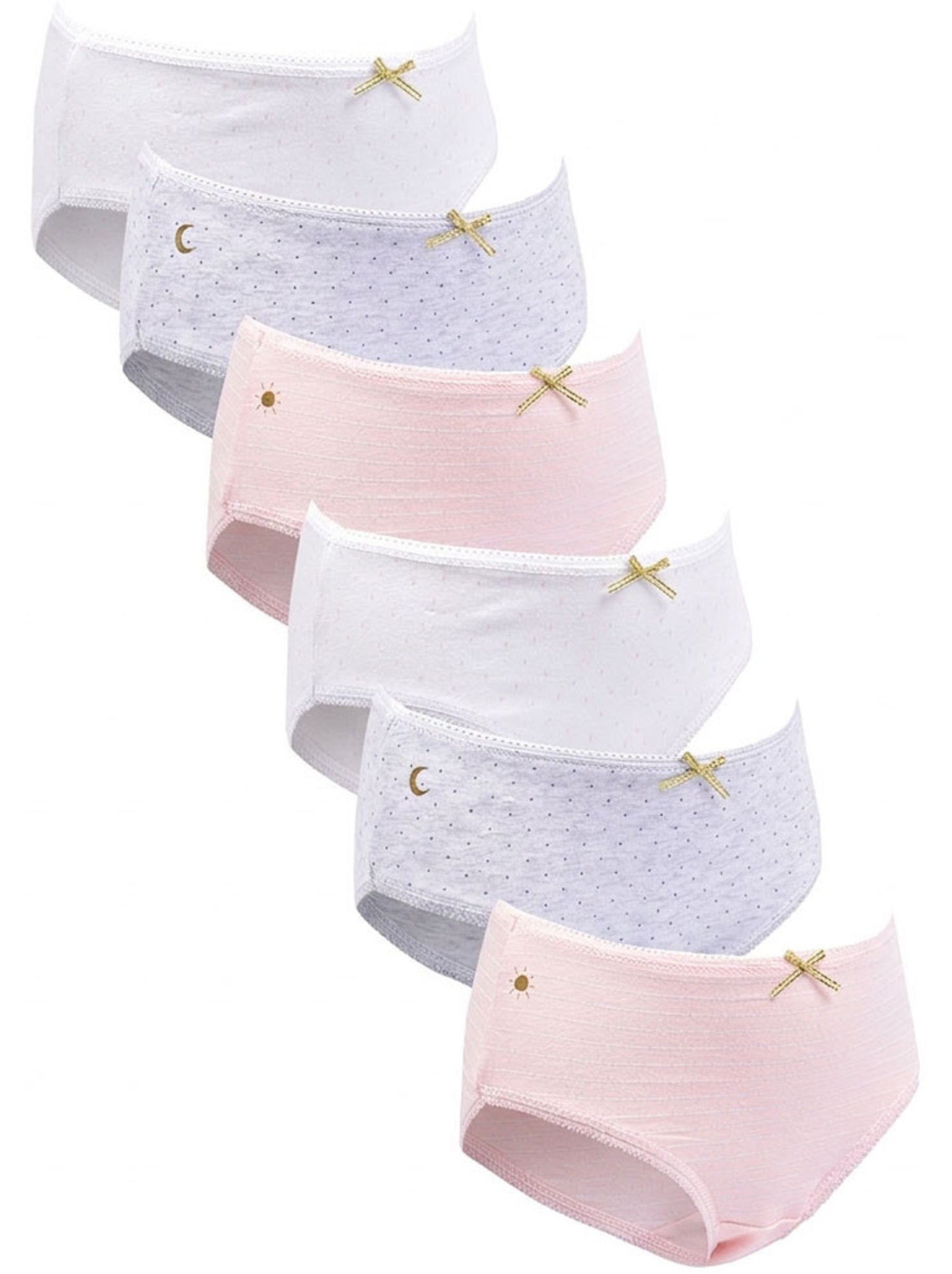OZABI Pack Culottes Fille Coton - Lot de 6 - Blanc Rose clair Gris