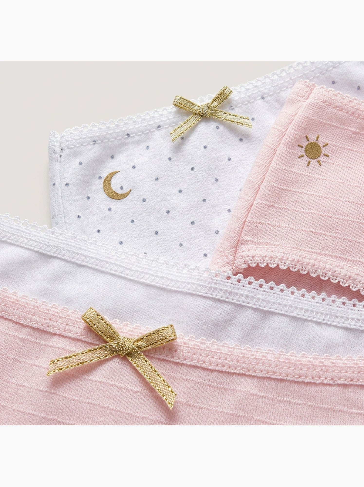 OZABI Pack Culottes Fille Coton - Lot de 6 - Blanc Rose clair Gris