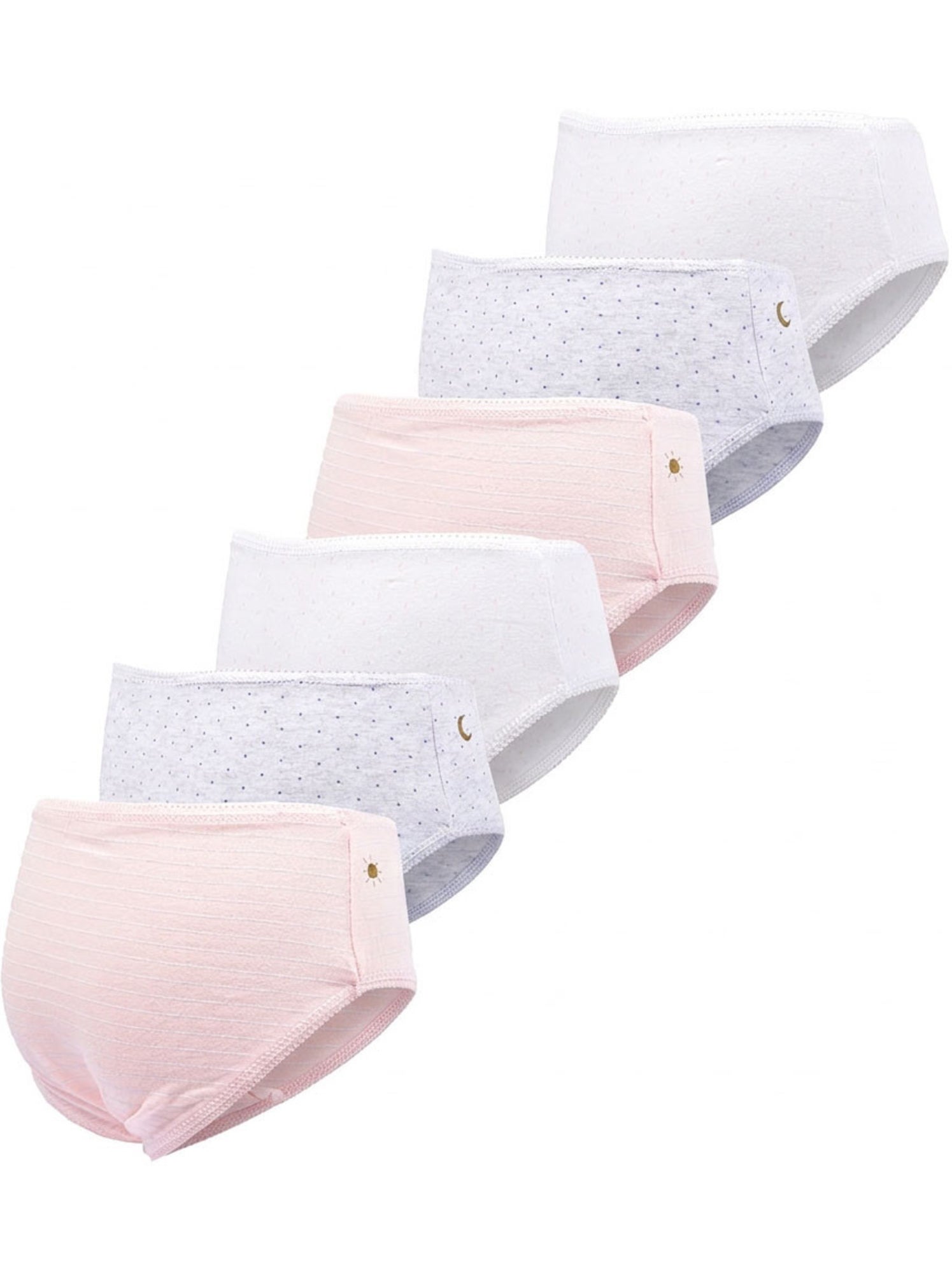 OZABI Pack Culottes Fille Coton - Lot de 6 - Blanc Rose clair Gris