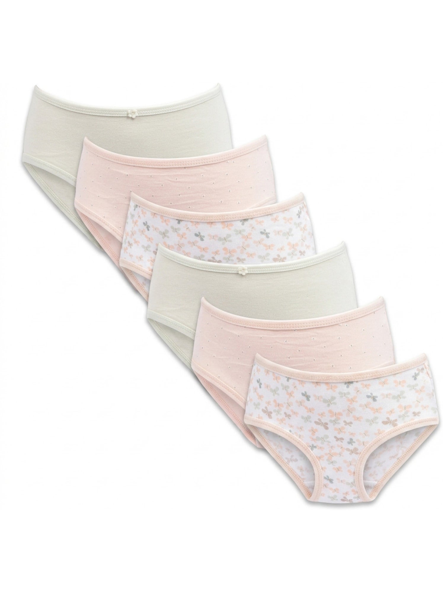 OZABI Pack Culottes Fille Coton - Lot de 6 - Blanc Rose clair