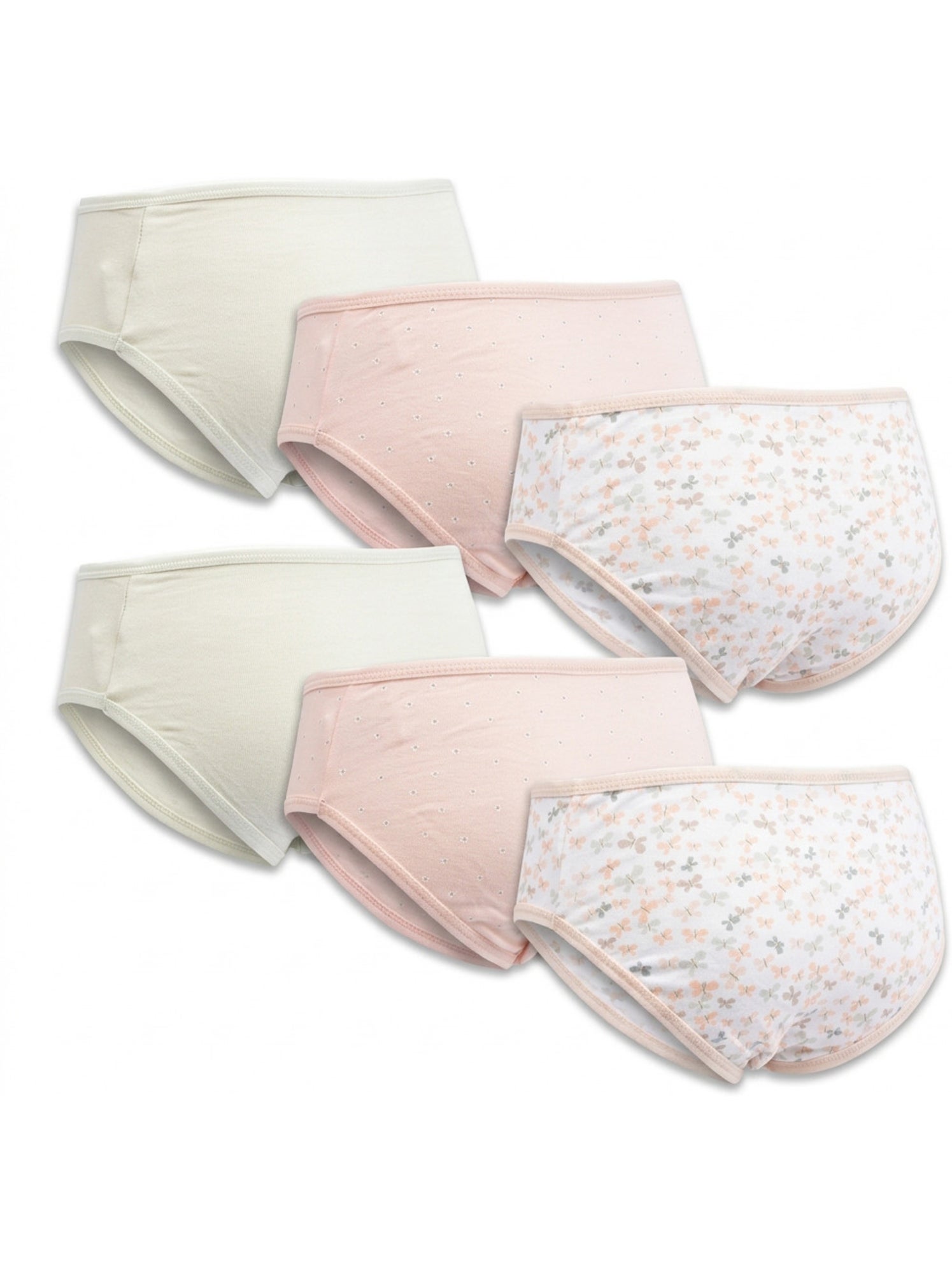 OZABI Pack Culottes Fille Coton - Lot de 6 - Blanc Rose clair