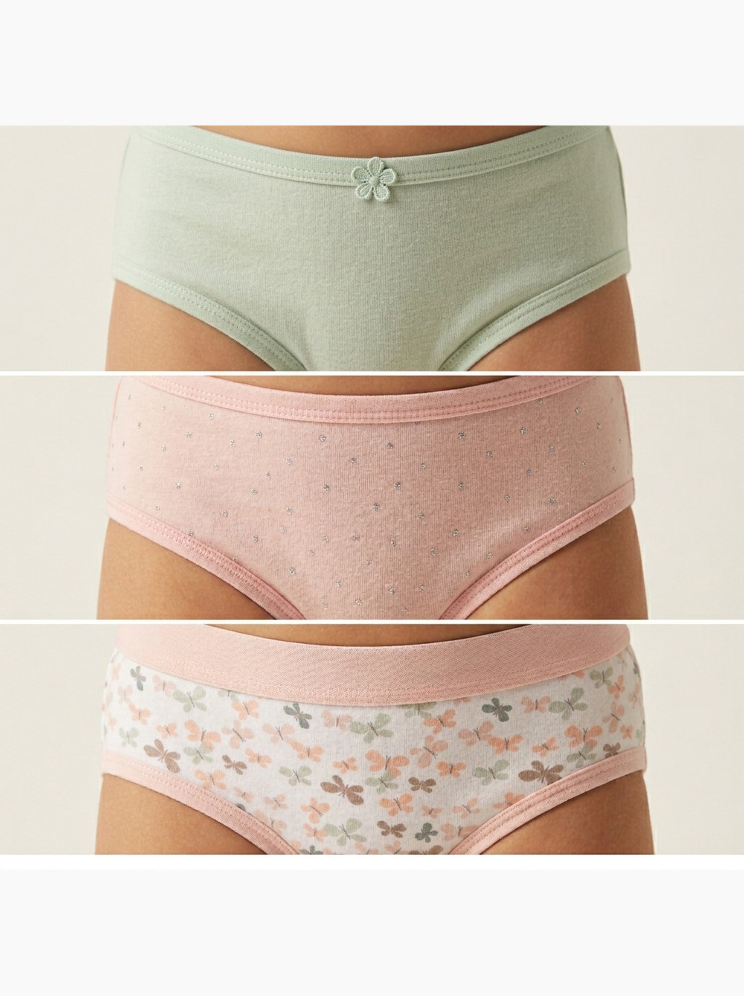 OZABI Pack Culottes Fille Coton - Lot de 6 - Blanc Rose clair