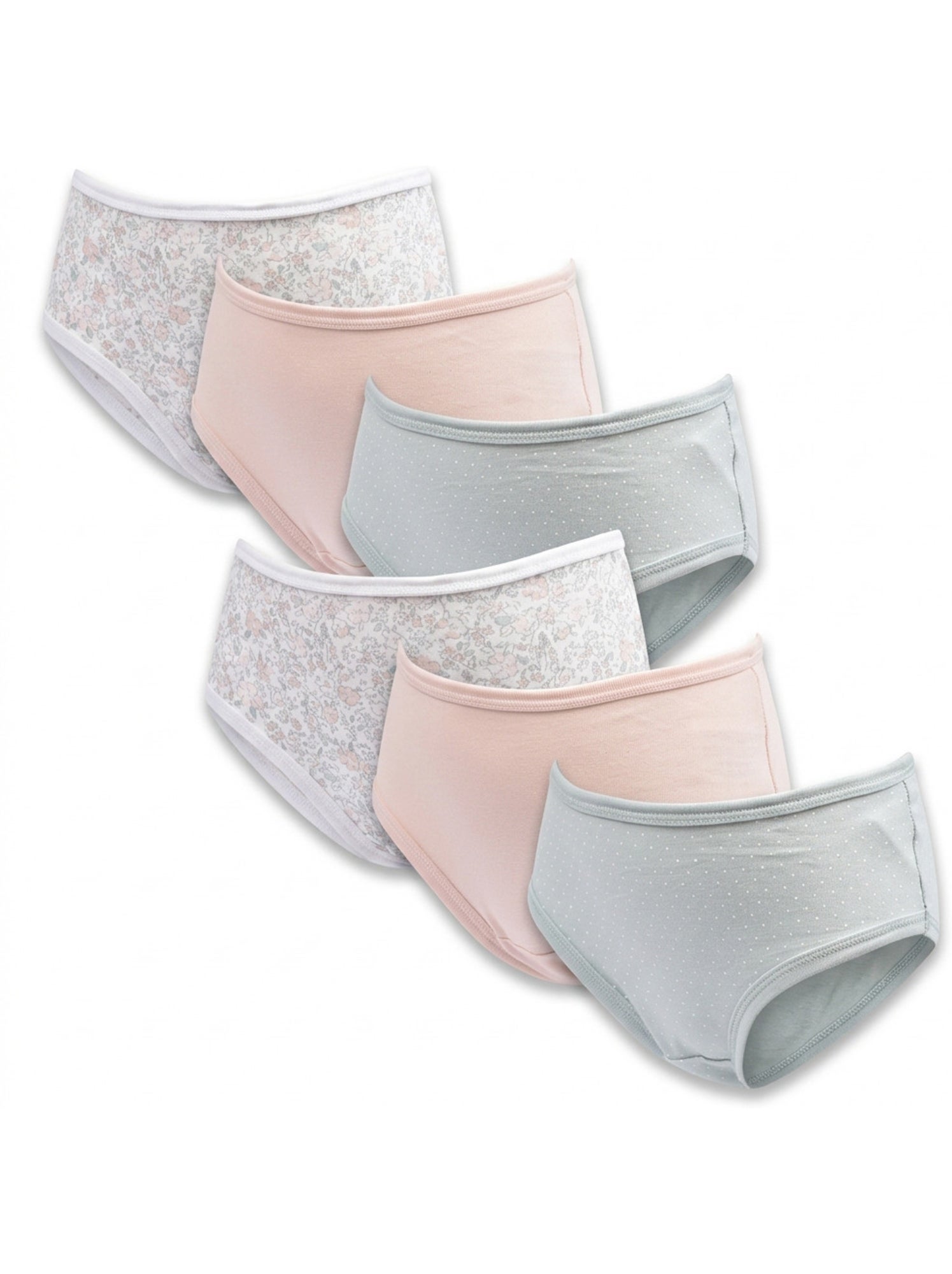 OZABI Pack Culottes Fille Coton - Lot de 6 - Blanc/Vert d’eau