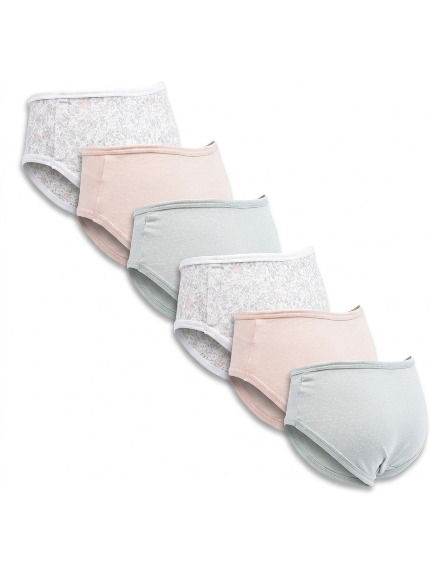 OZABI Pack Culottes Fille Coton - Lot de 6 - Blanc/Vert d’eau