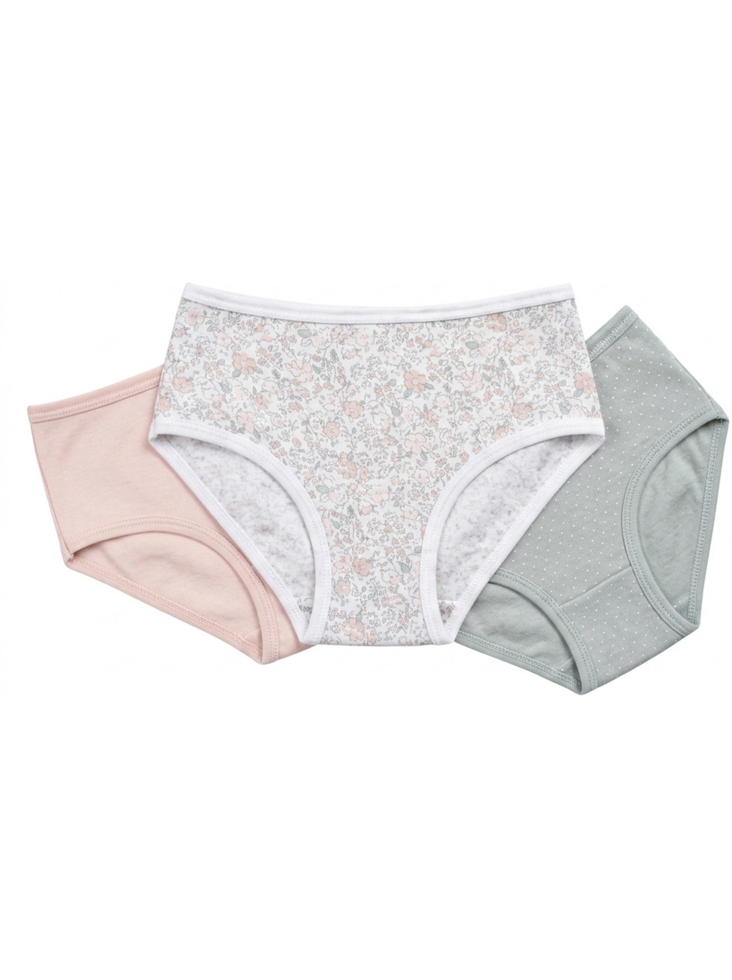 OZABI Pack Culottes Fille Coton - Lot de 6 - Blanc/Vert d’eau
