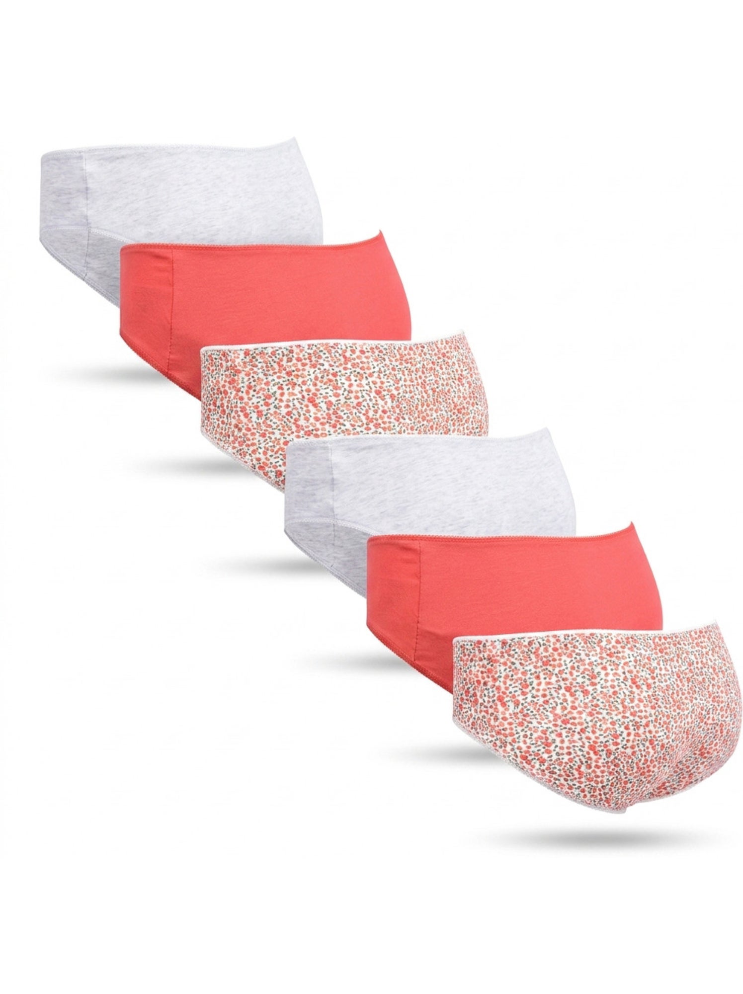 OZABI Pack Culottes Fille Coton - Lot de 6 - Gris Multicolore Blanc