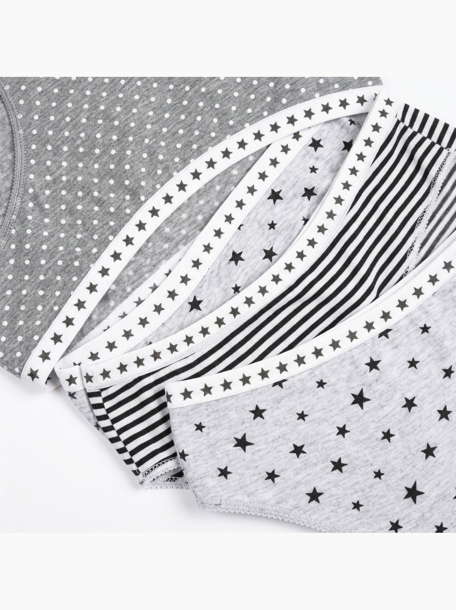 OZABI Pack Culottes Fille Coton - Lot de 6 - Noir Gris clair Blanc