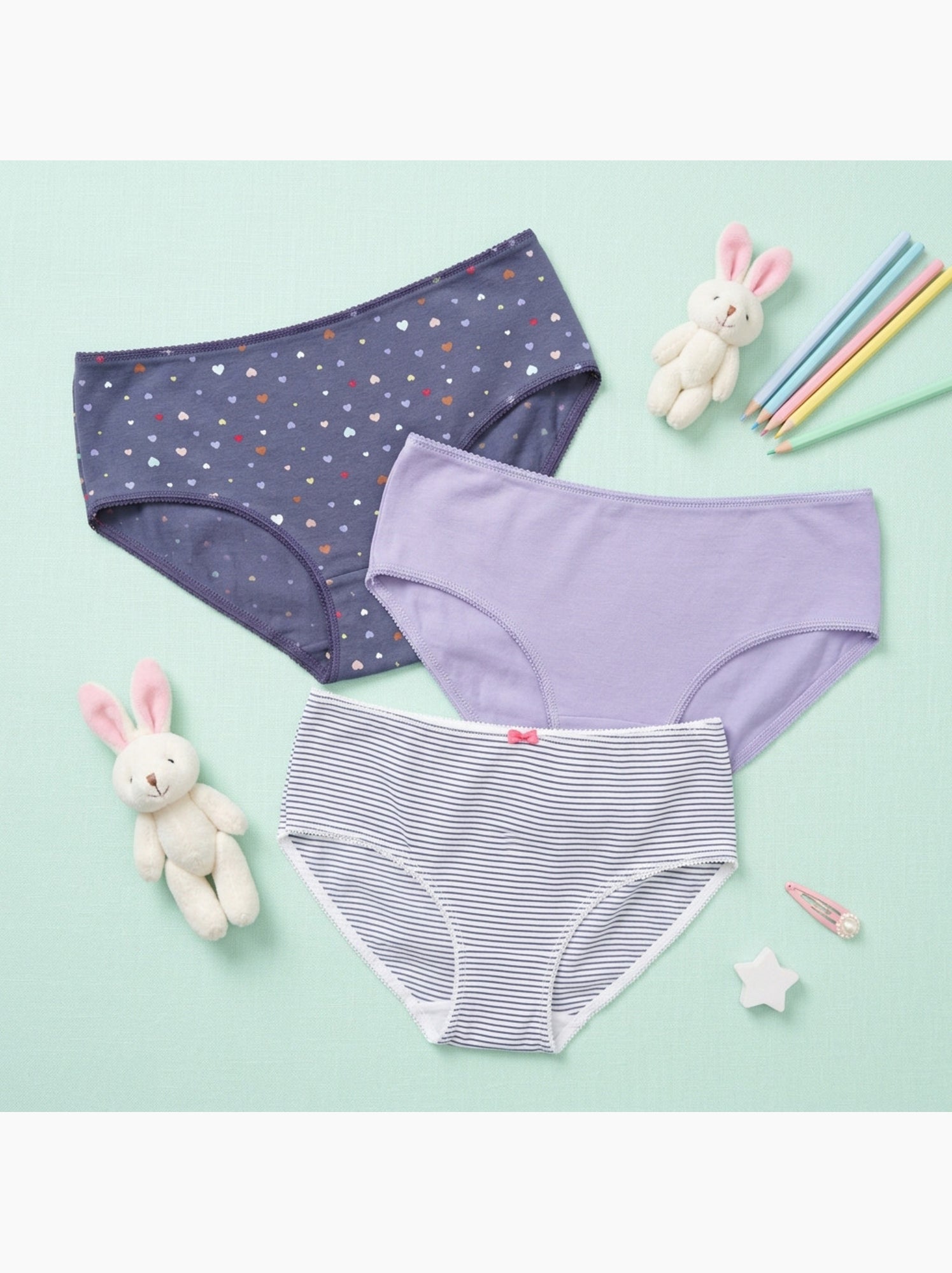 OZABI Pack Culottes Fille Coton - Lot de 6 - Violet prune