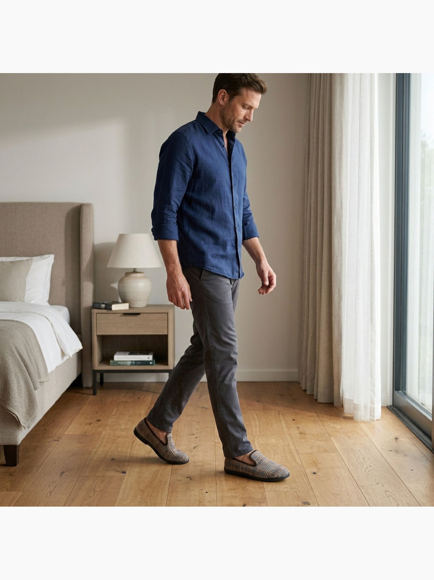 OZABI Pantoufles Homme Charentaises Chaudes Antidérapantes - Marron