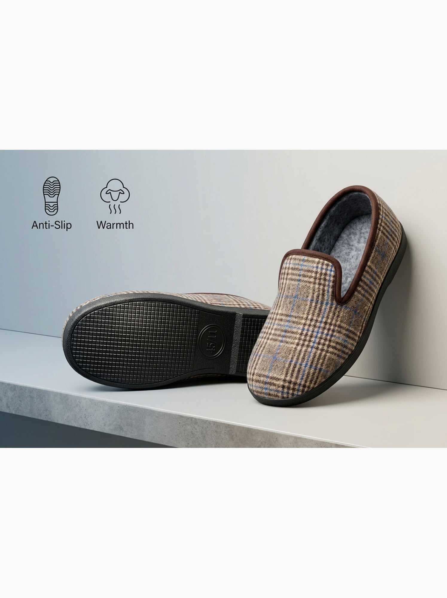 OZABI Pantoufles Homme Charentaises Chaudes Antidérapantes - Marron