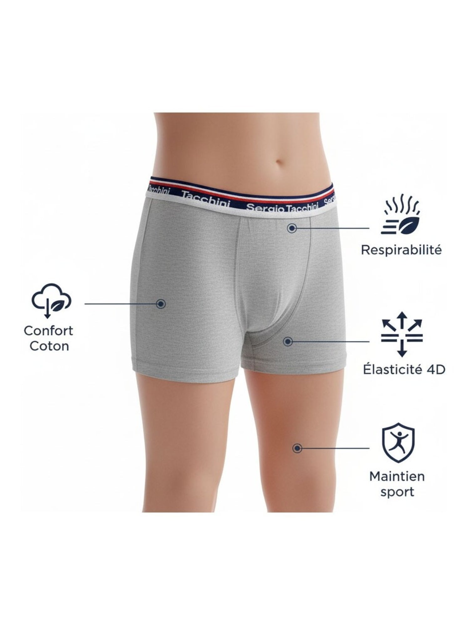 Pack Boxer Enfant SERGIO TACCHINI (Lot de 6) - Bleu Vert Gris
