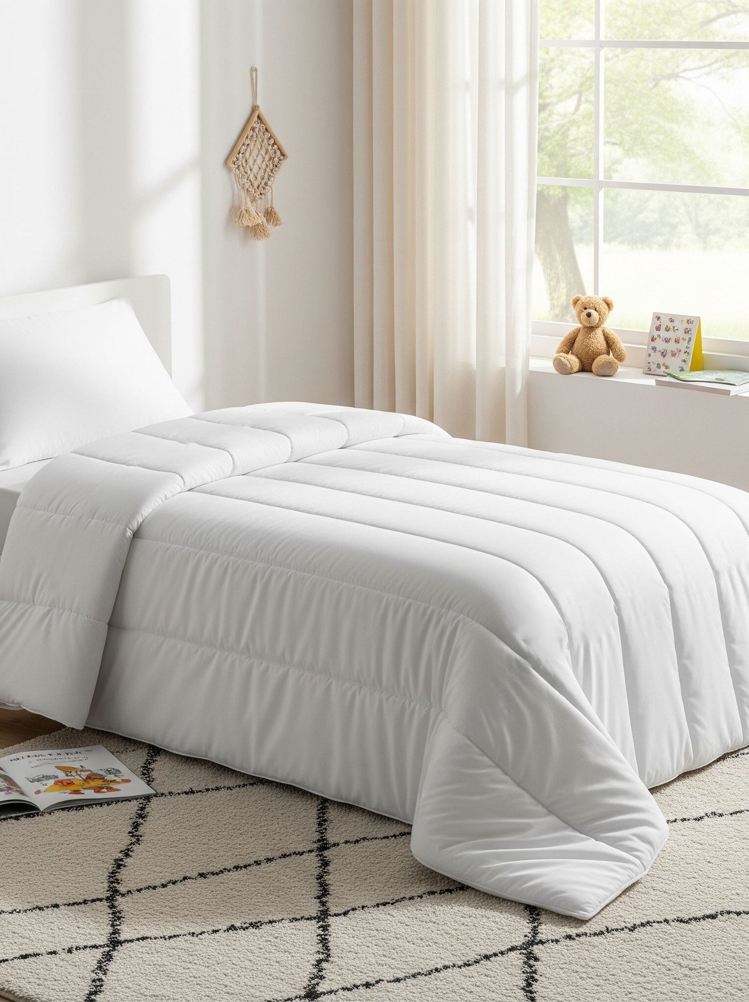 Pack couette 140x200 mi-saison et oreiller enfant  - terre de nuit - Blanc