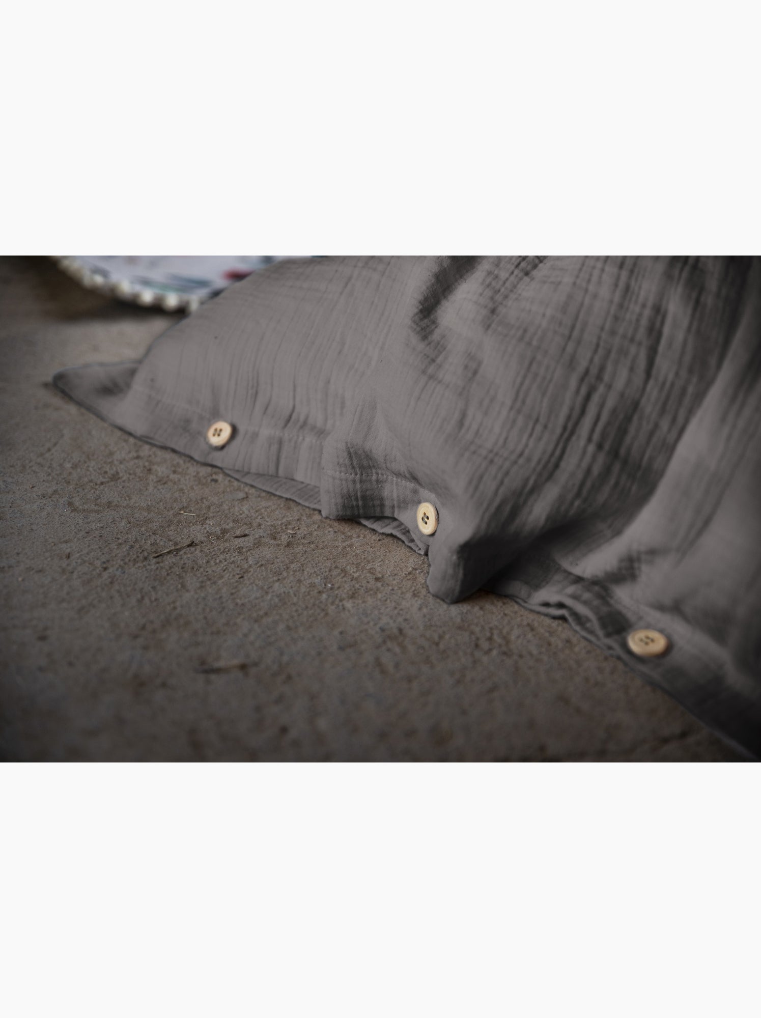 Pack gaze de coton — parure de couette + drap housse + 2 taies - Gris Granit