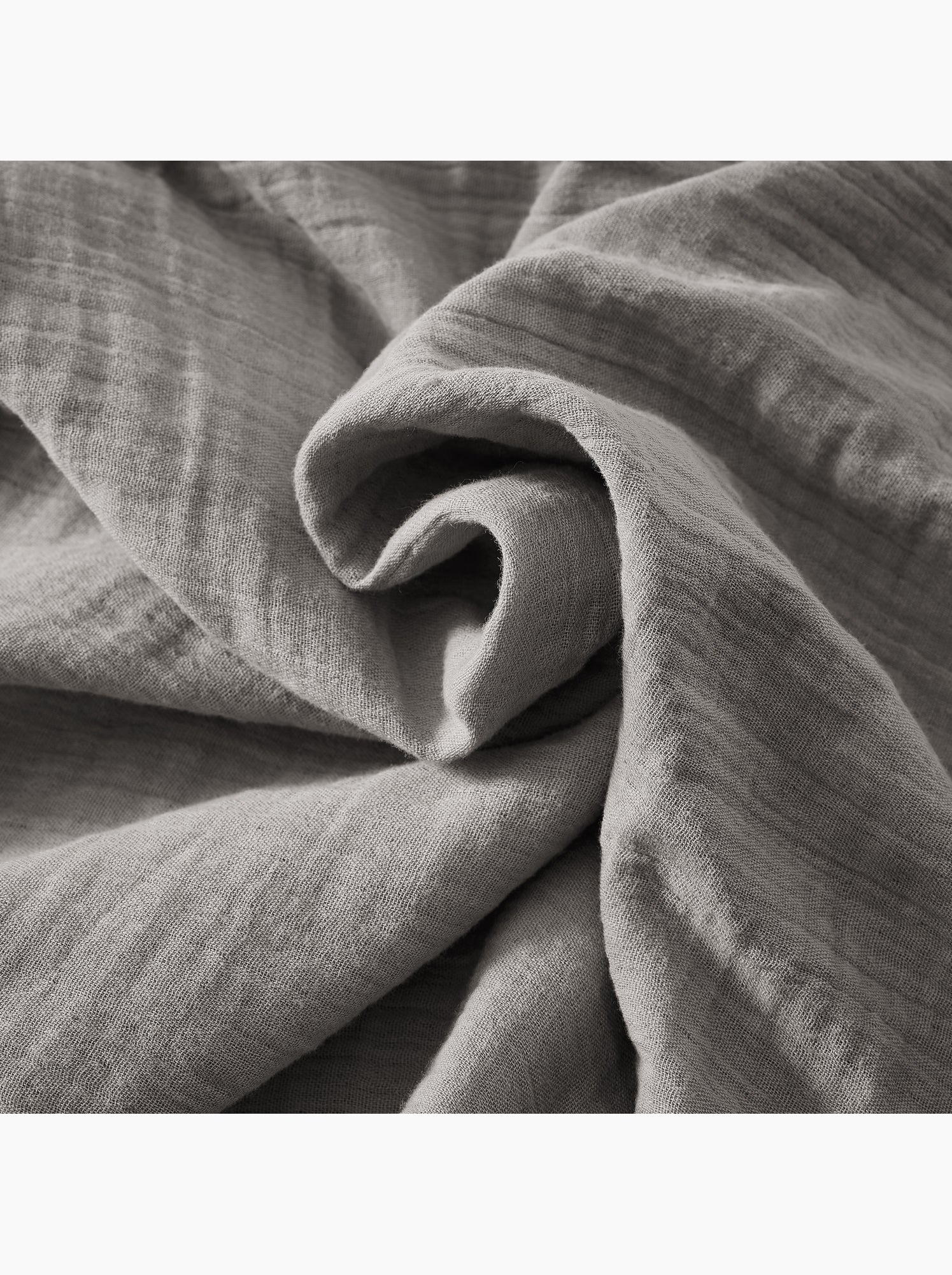 Bout de lit – double gaze de coton unie - finition pompon - gaïa - Gris Granit