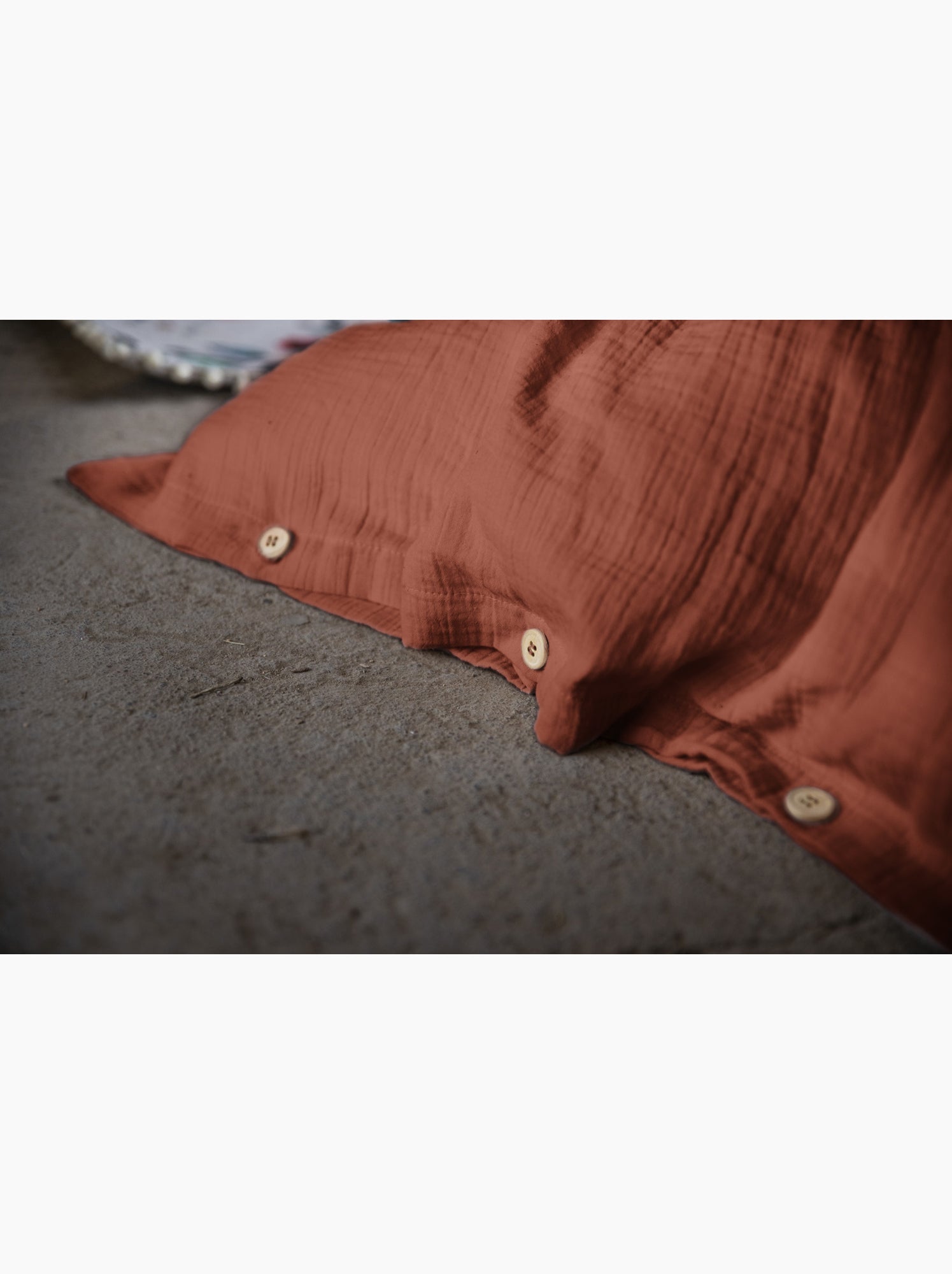 Pack gaze de coton — parure de couette + drap housse + 2 taies - Terracotta