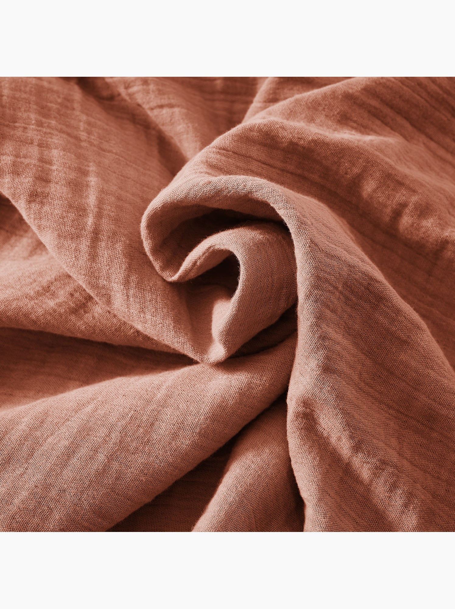 Bout de lit – double gaze de coton unie - finition pompon - gaïa - Terracotta