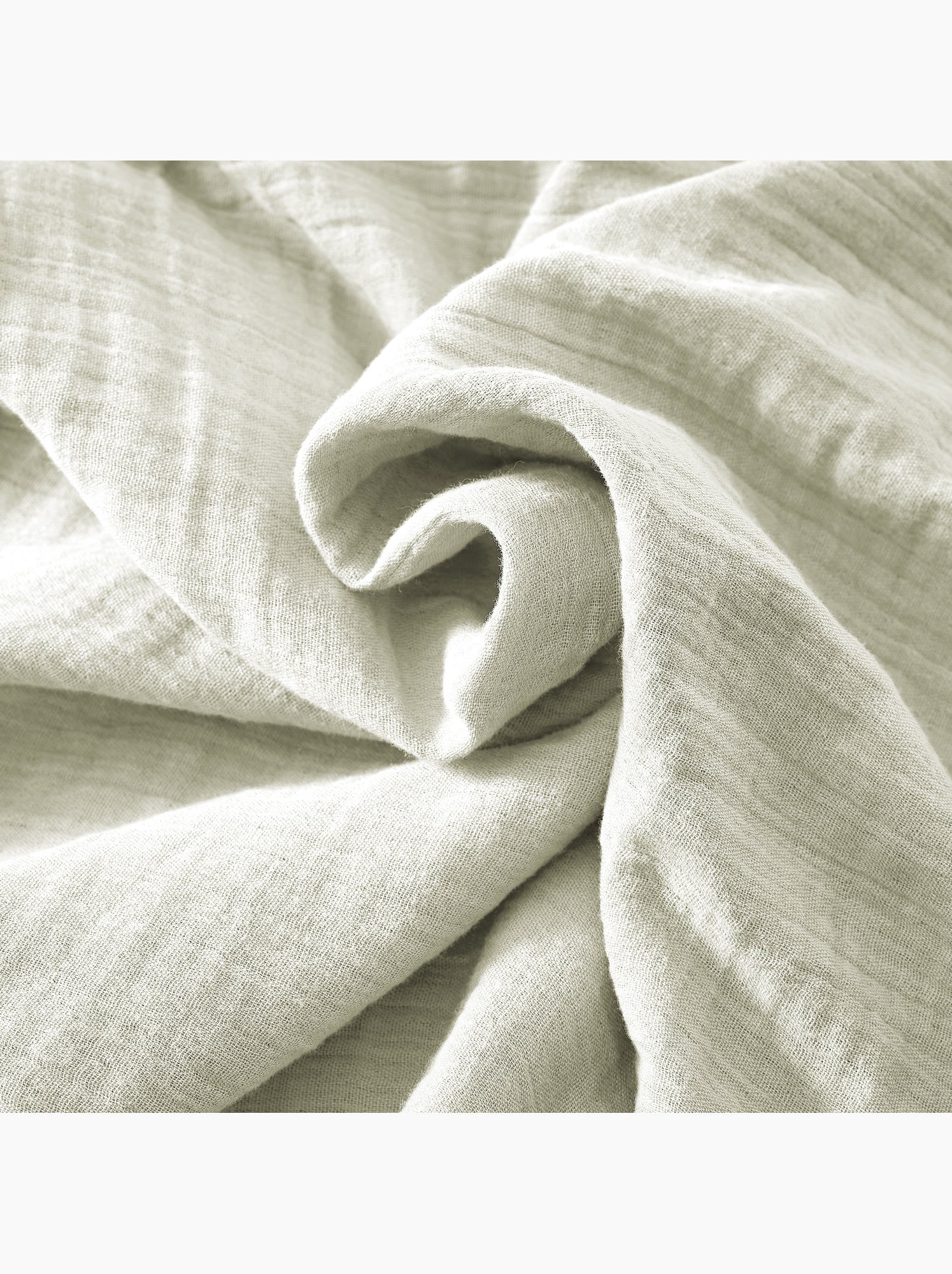 Bout de lit – double gaze de coton unie - finition pompon - gaïa - Vert d'eau