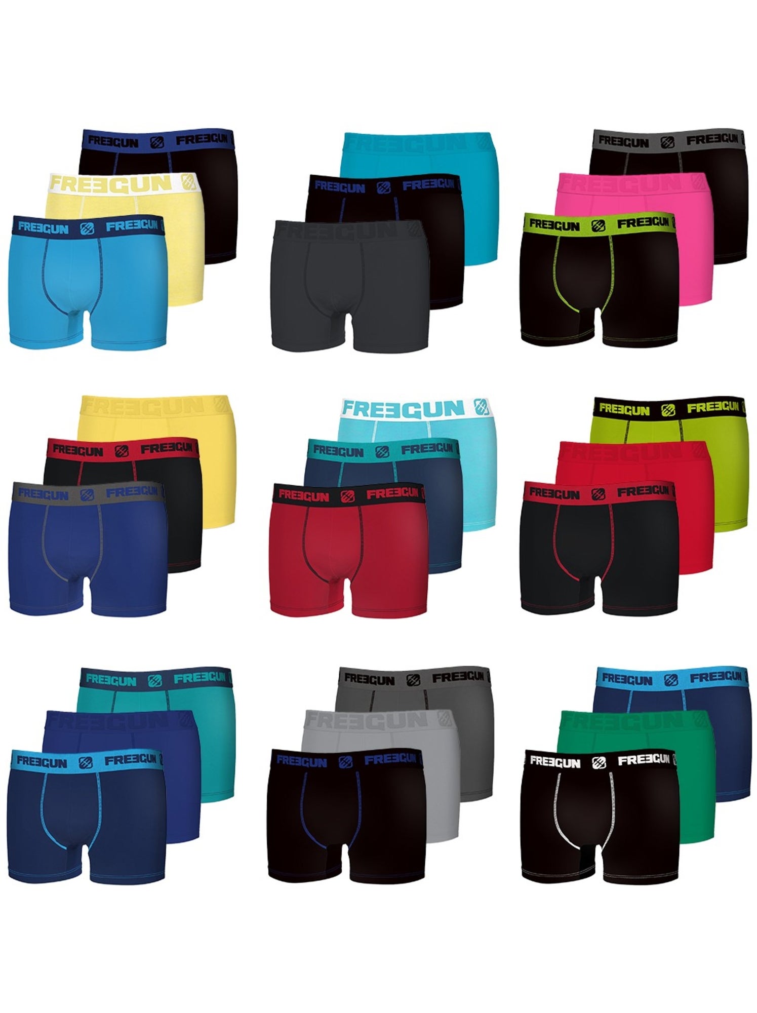 Pack suprise de 3 boxers coton garçon freegun - Noir