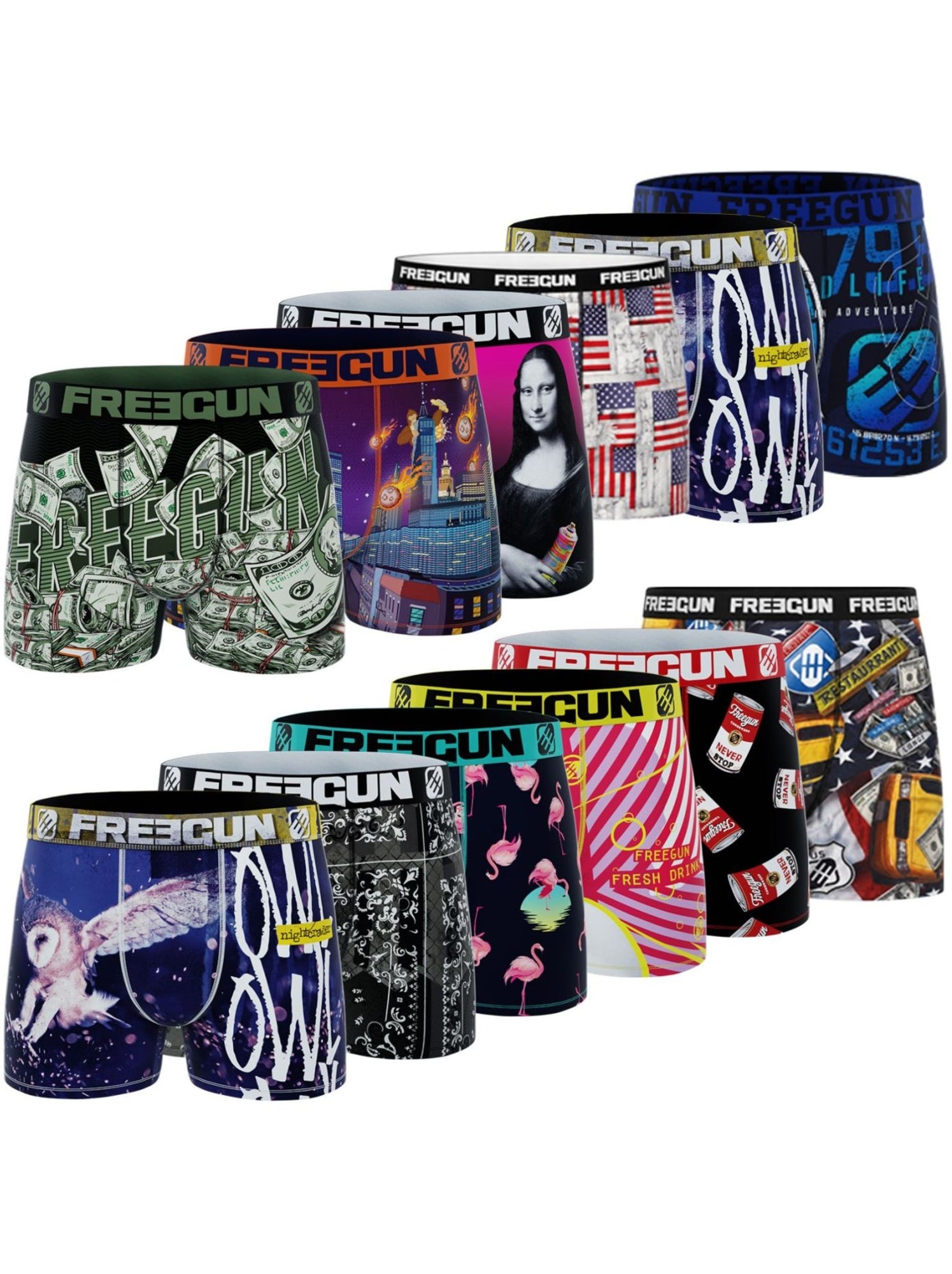 Pack surprise de 12 boxers microfibre enfant freegun - Noir