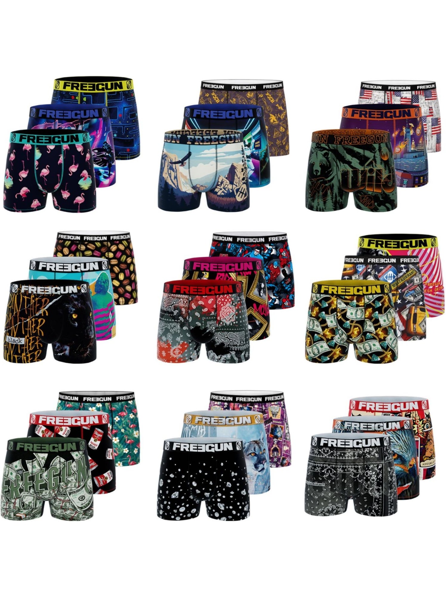 Pack surprise de 12 boxers microfibre enfant freegun - Noir