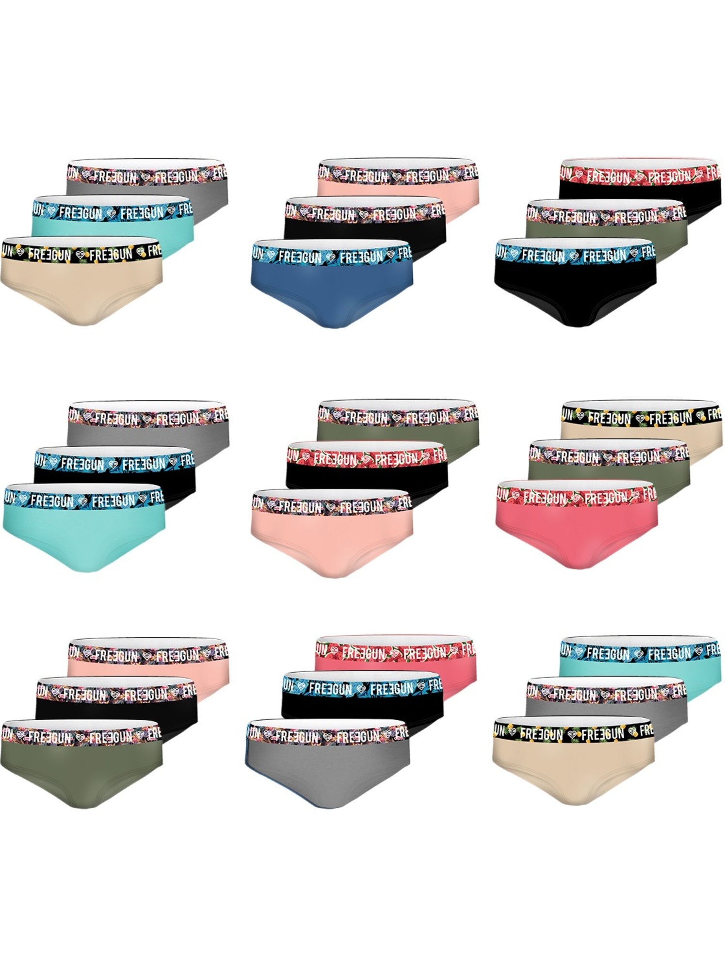 Pack surprise de 3 boxers coton fille freegun - Noir
