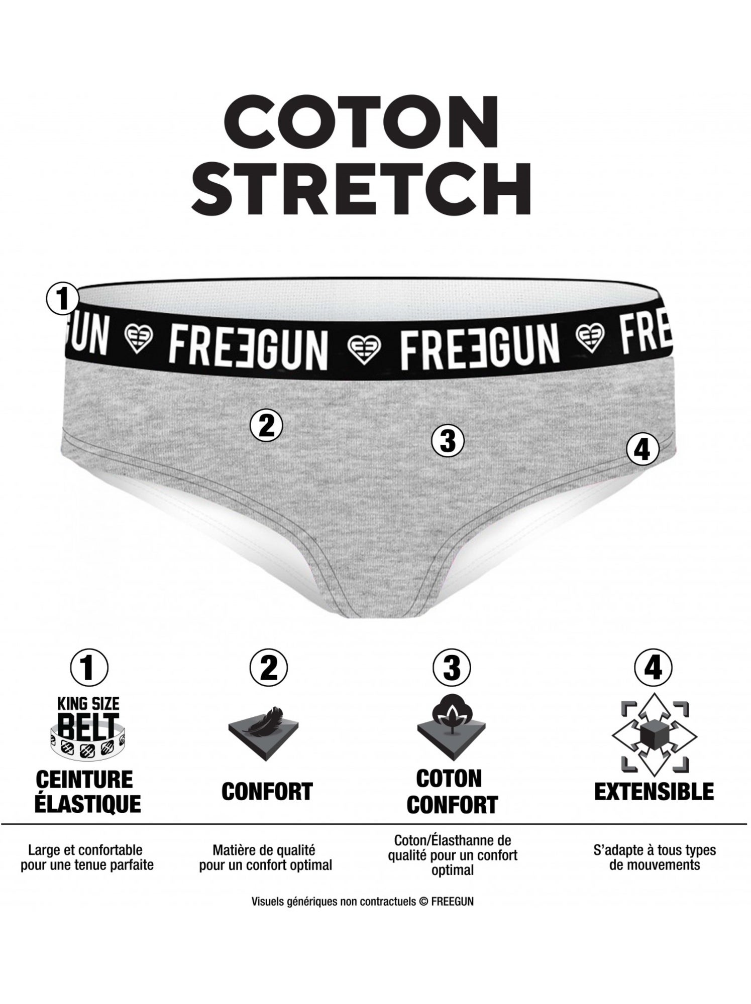 Pack surprise de 3 boxers coton fille freegun - Noir