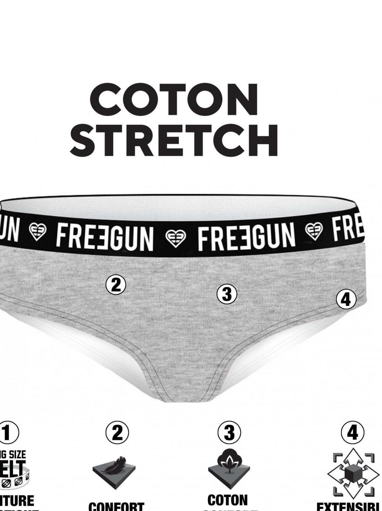Pack surprise de 3 boxers coton fille freegun - Noir