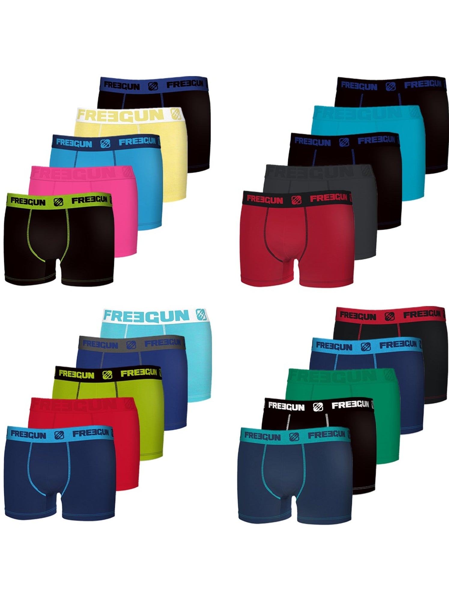 Pack surprise de 5 boxers coton garçon freegun - Noir