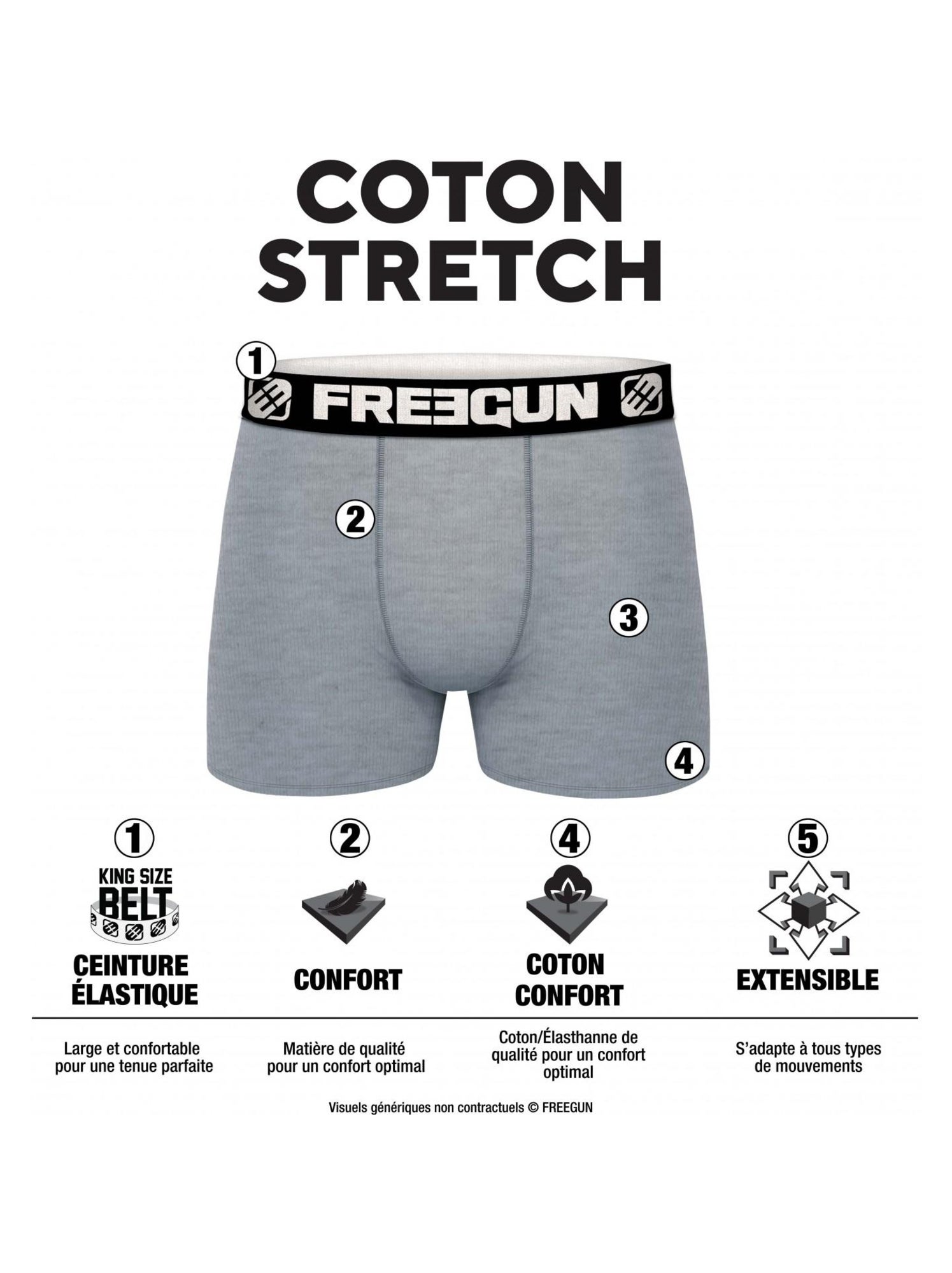 Pack suprise de 3 boxers coton garçon freegun - Noir