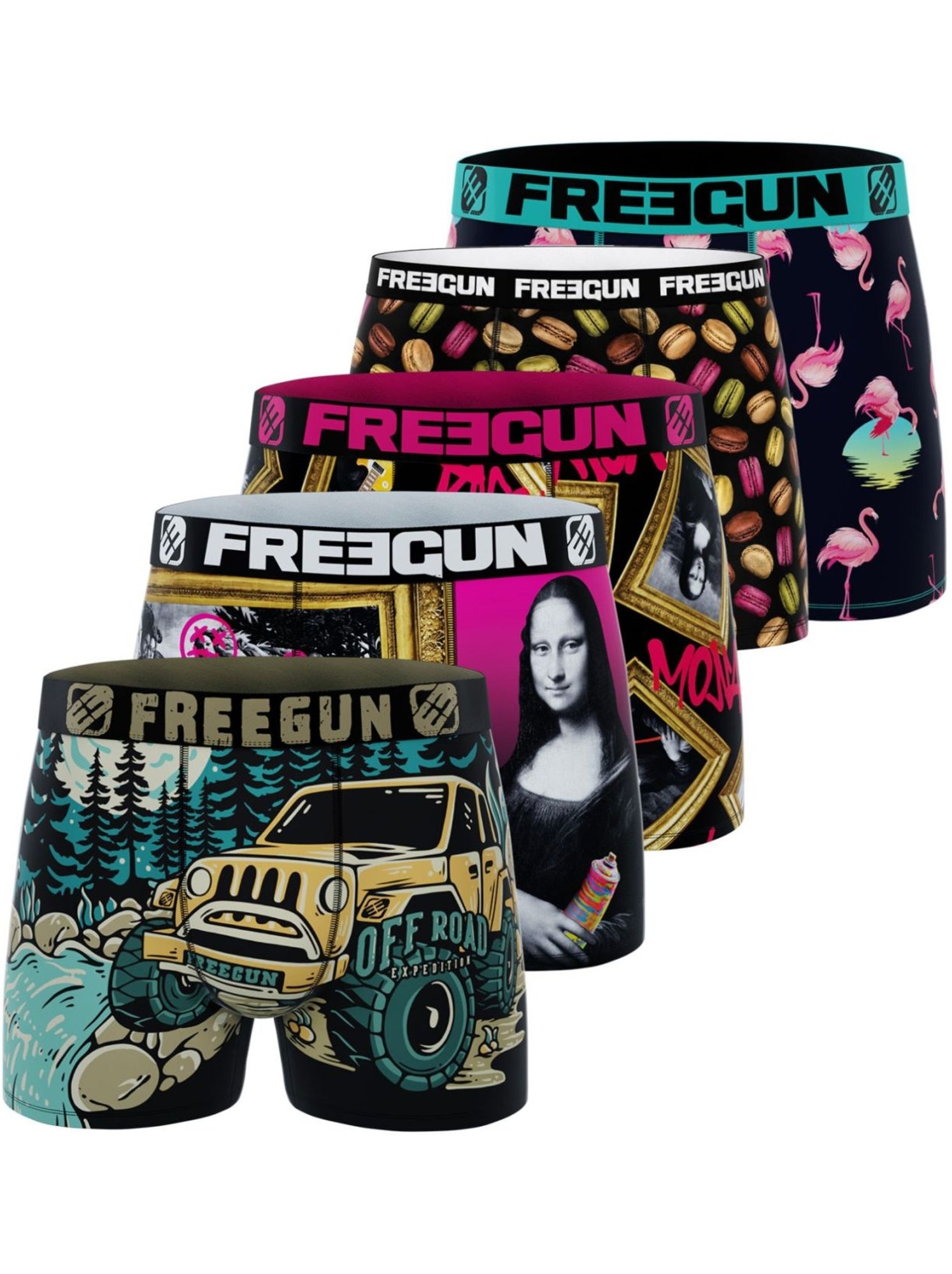 Pack surprise de 5 boxers microfibre garçon freegun - Bleu