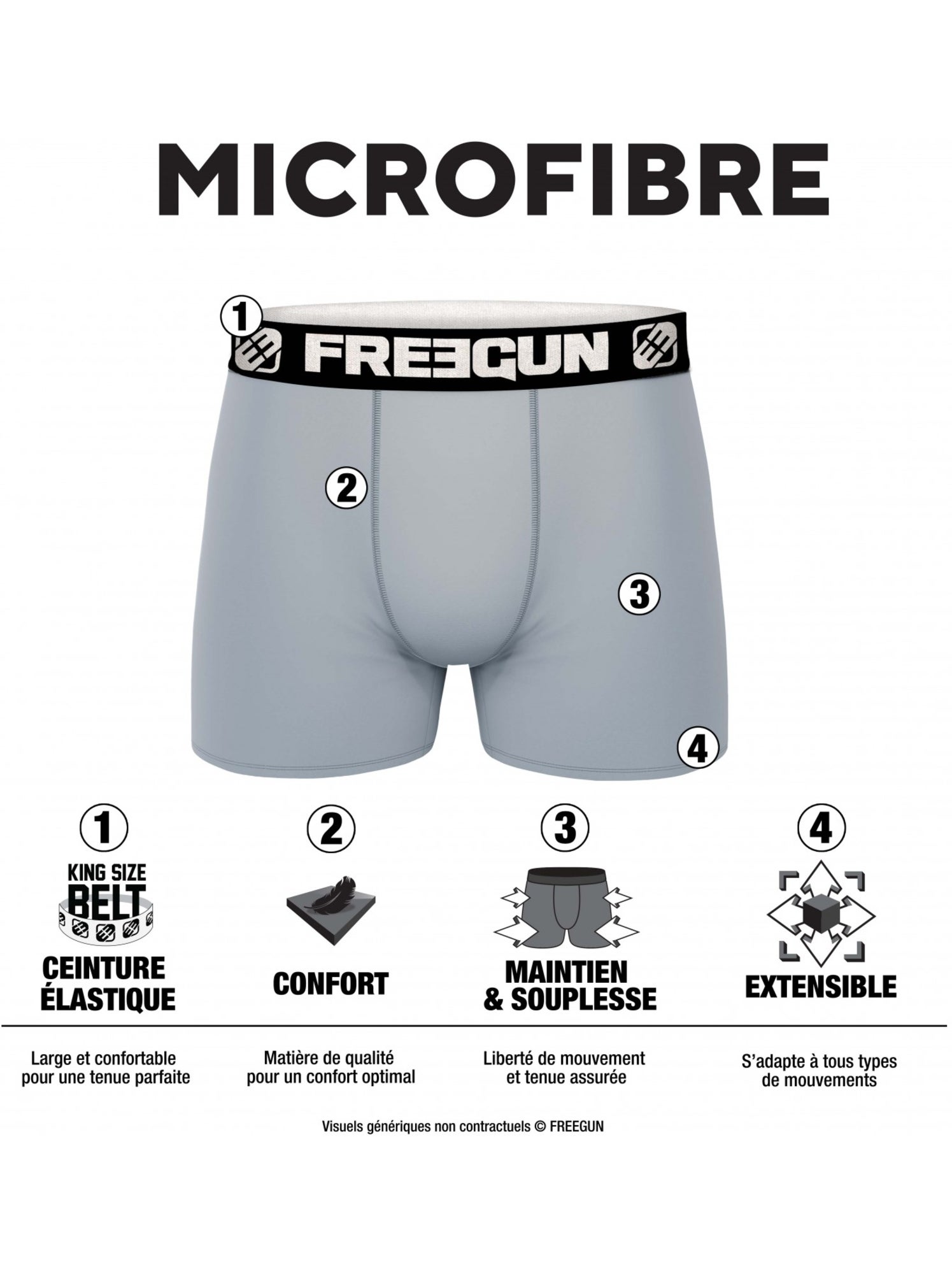 Pack surprise de 12 boxers microfibre enfant freegun - Noir