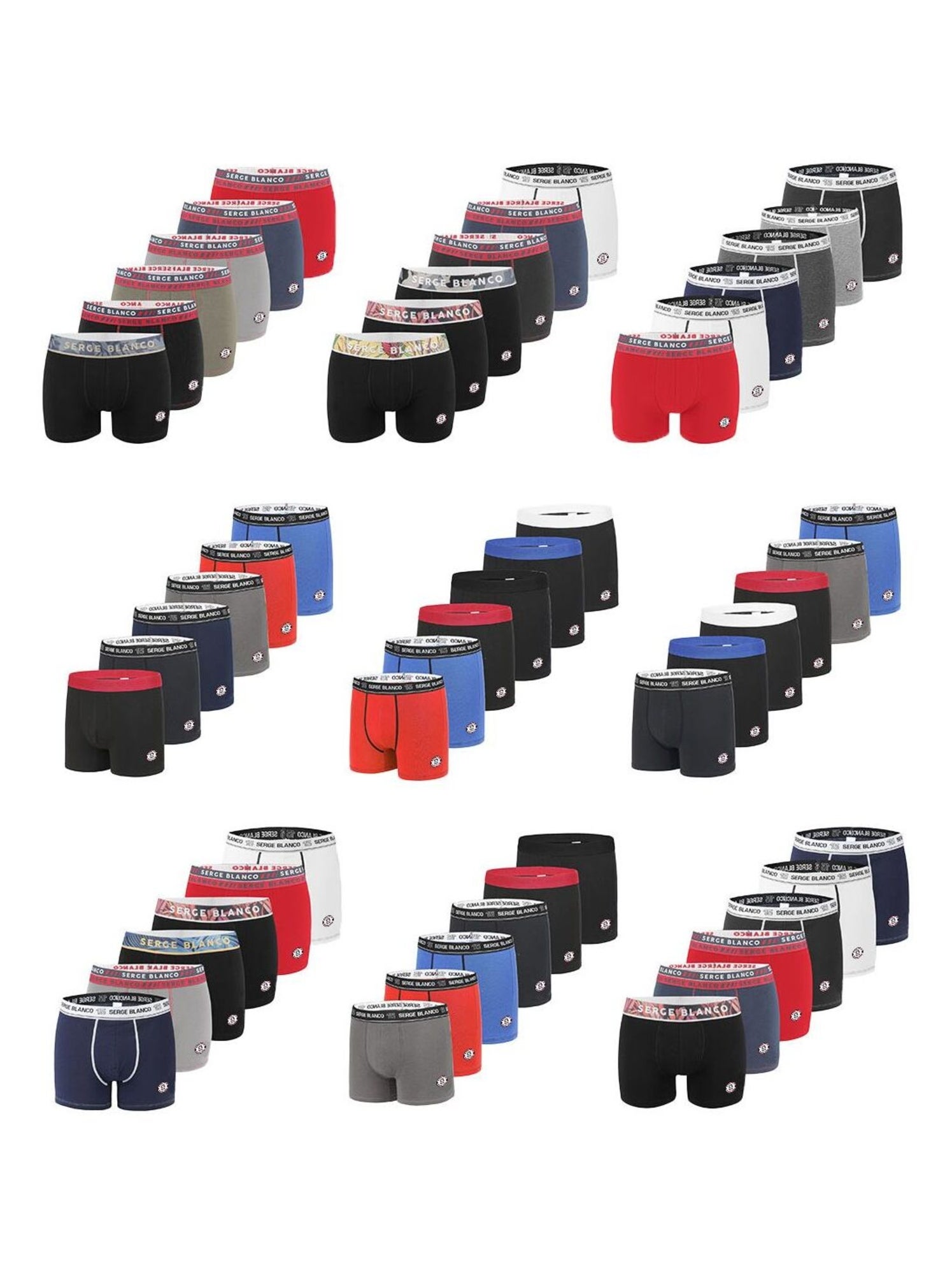 Pack surprise de 6 boxers coton homme serge blanco - Noir