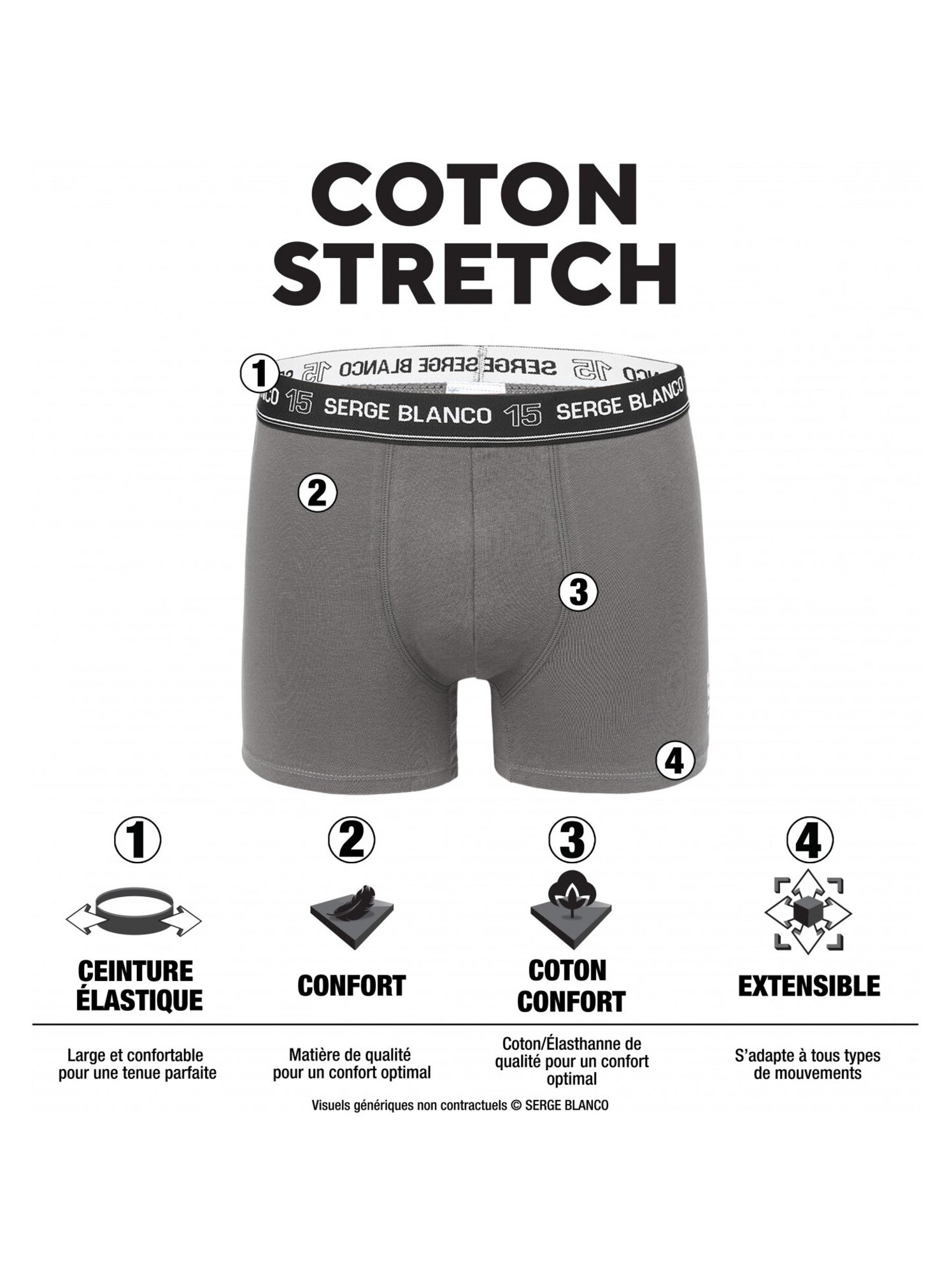 Pack surprise de 6 boxers coton homme serge blanco - Noir