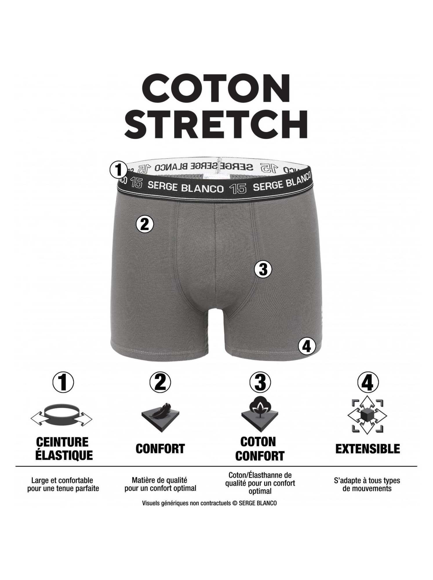 Pack surprise de 6 boxers coton homme serge blanco - Noir
