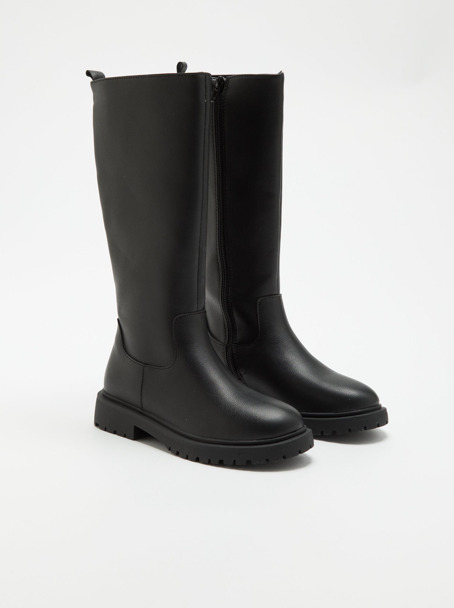 Paire de bottes montantes en simili - Noir