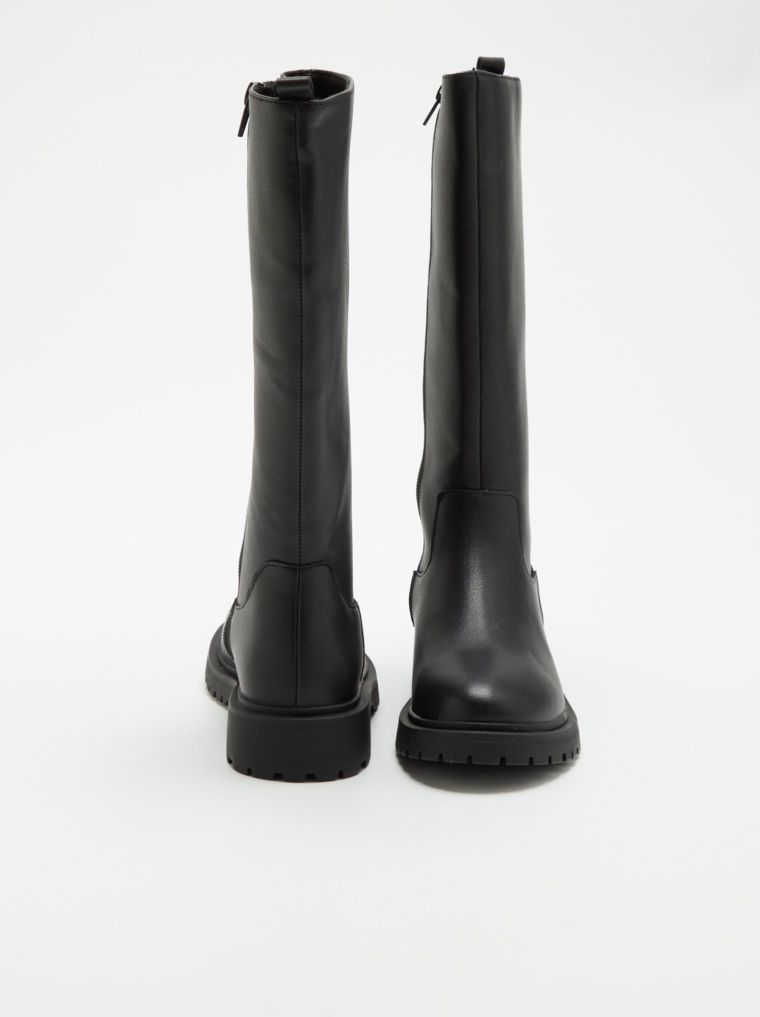 Paire de bottes montantes en simili - Noir