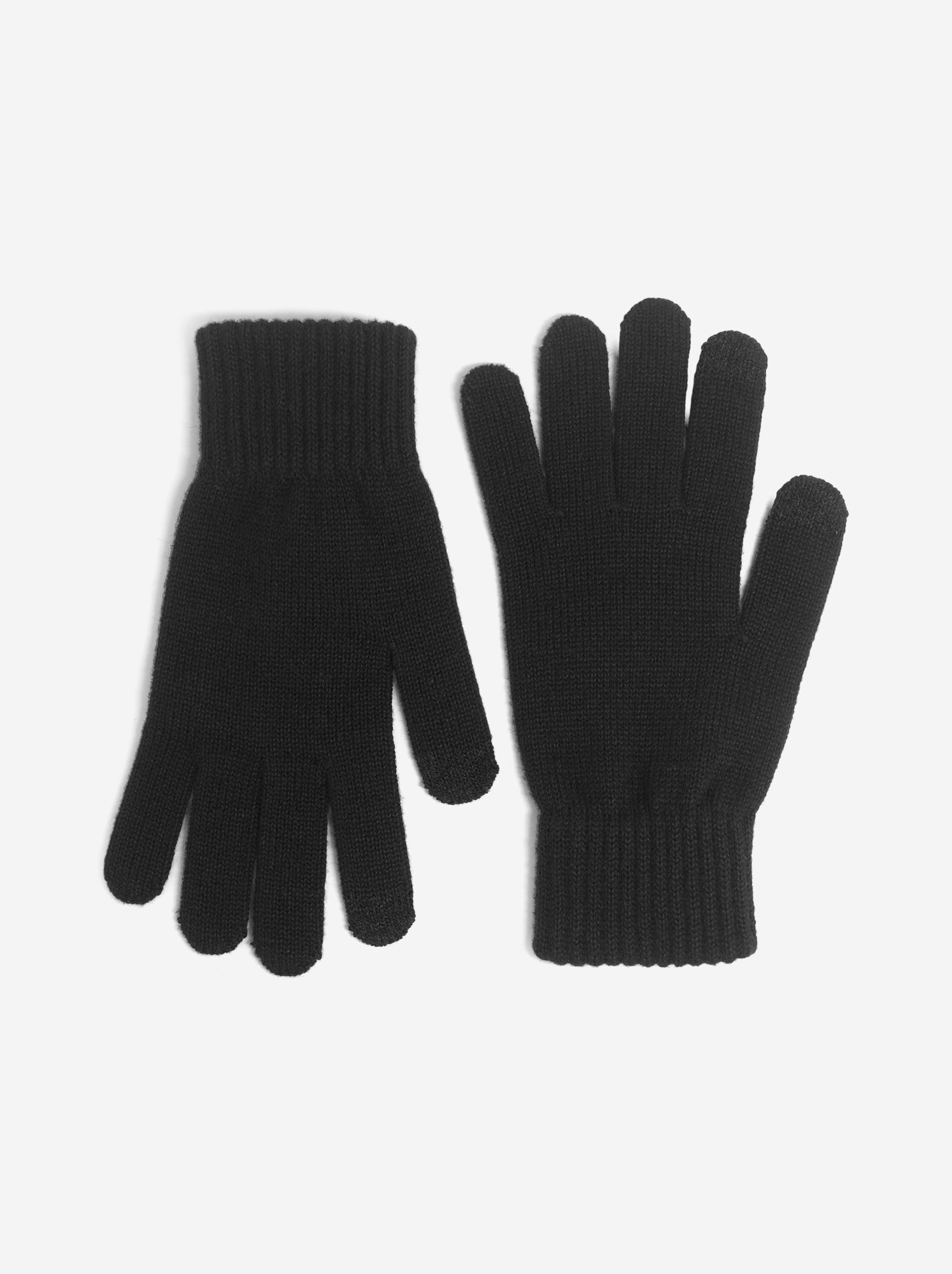 Paire de gants unis en tricot - Noir