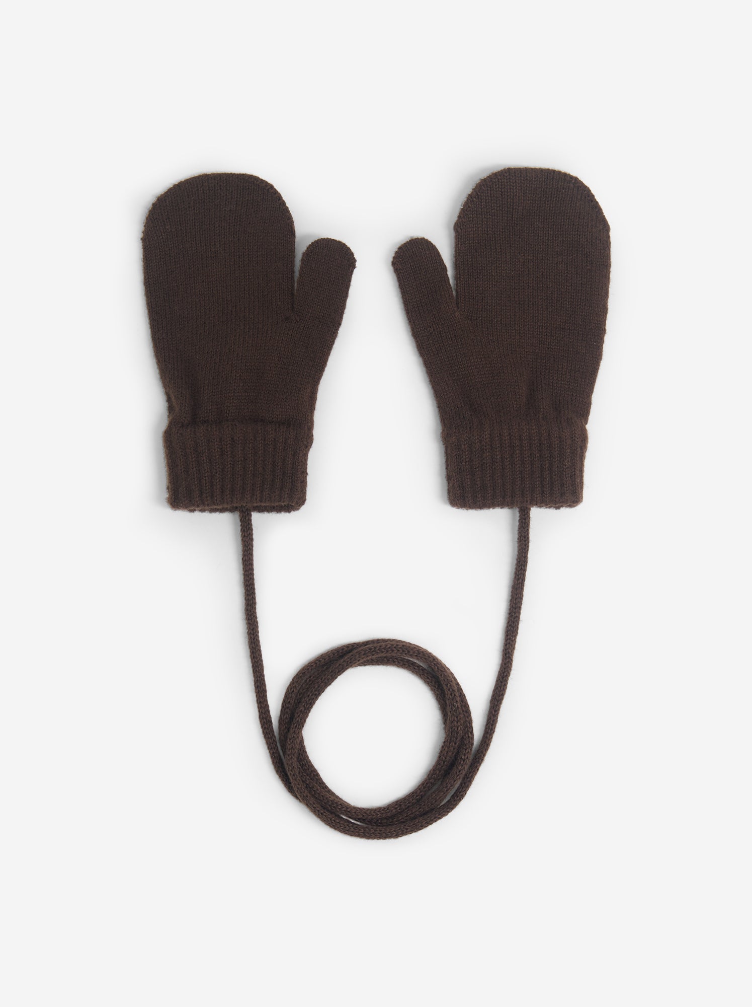 Paire de moufles avec lien - Marron