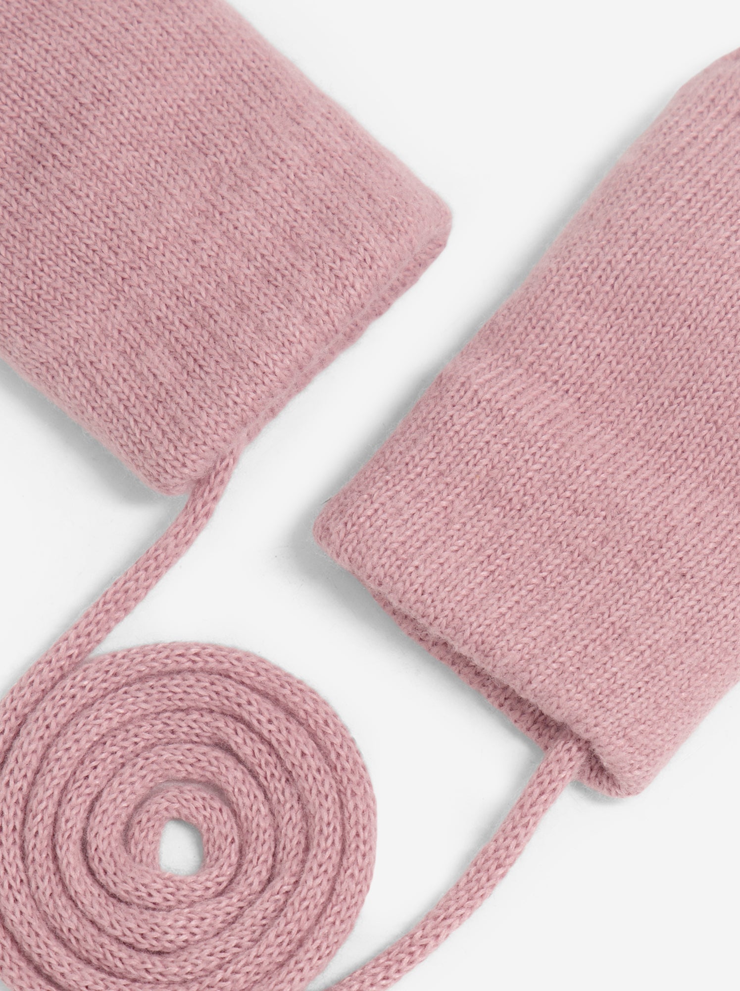 Paire de moufles avec lien - Rose