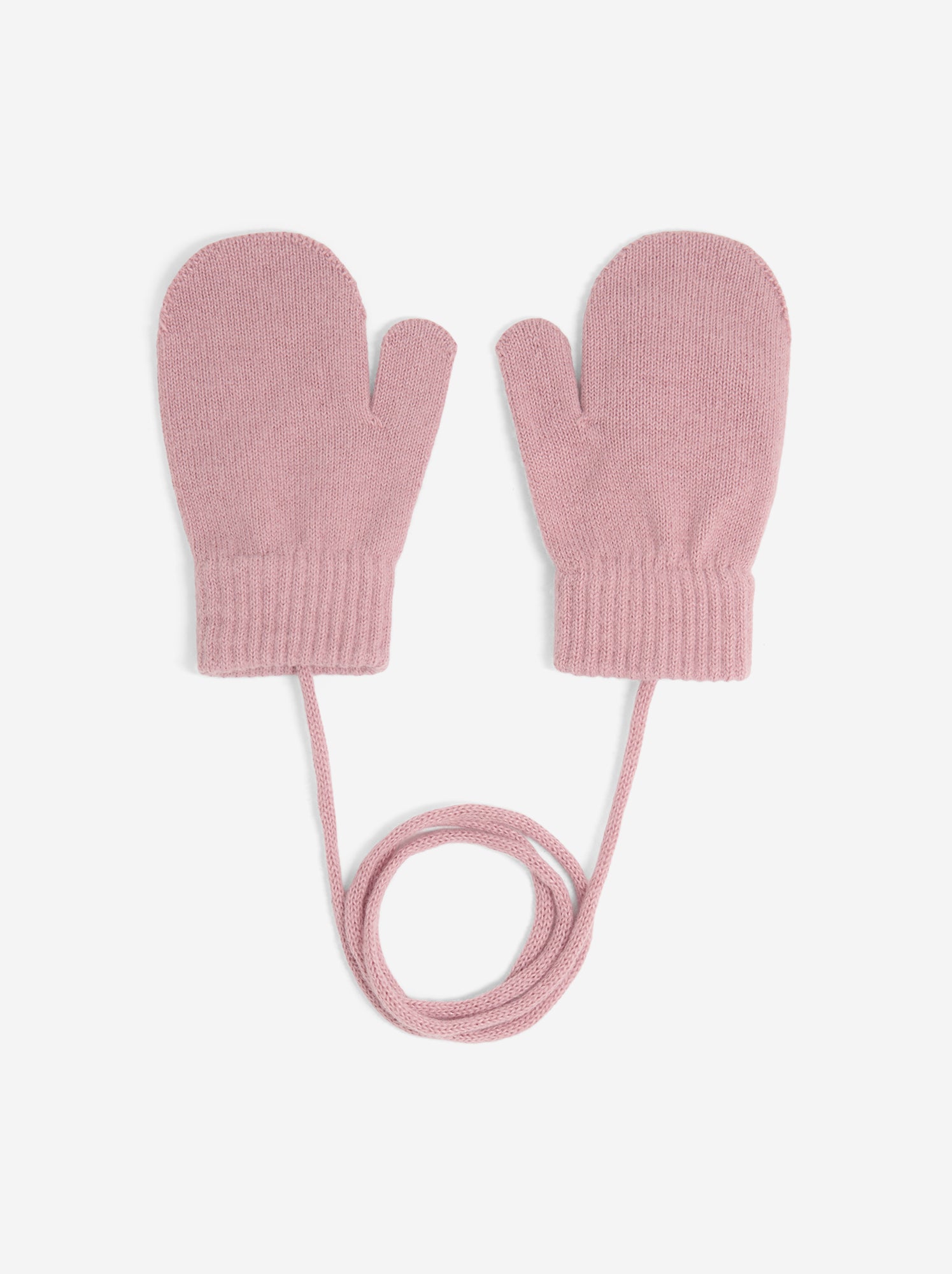 Paire de moufles avec lien - Rose