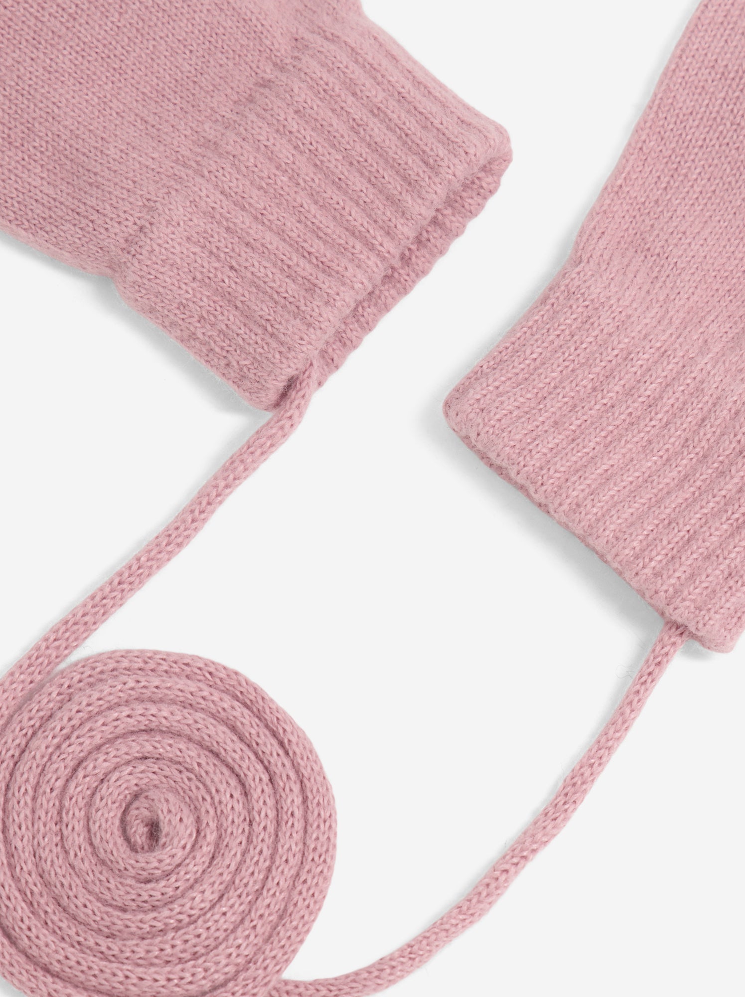 Paire de moufles avec lien - Rose